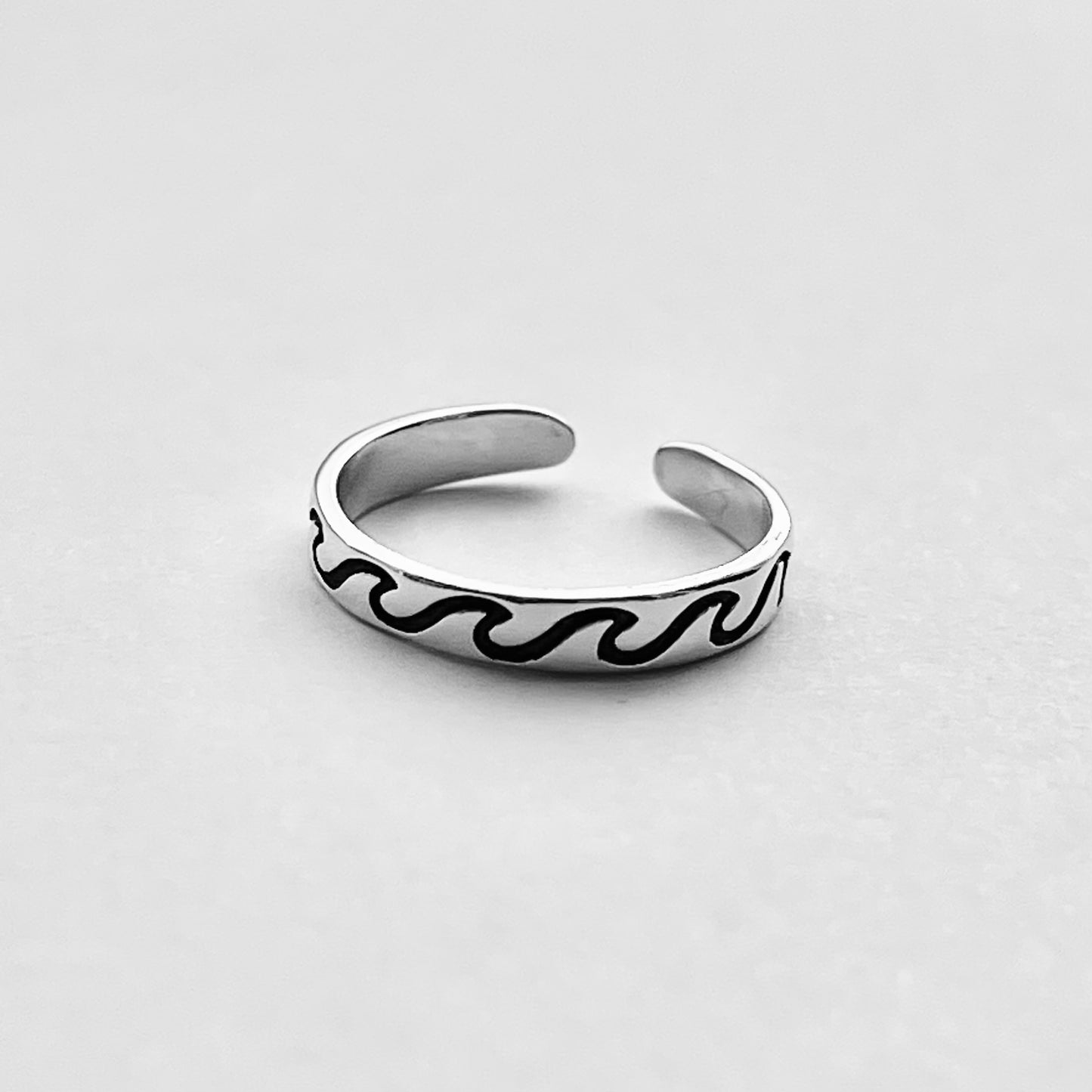 Sterling Silver Eternity Wave Band Toe Ring, Ocean Silver Ring, Surfer Ring