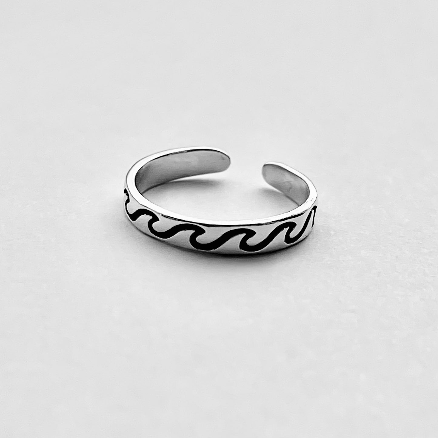 925 Sterling Silver Eternity Wave Band Toe Ring – Adjustable Ocean Silver Ring, Dainty Beach Jewelry