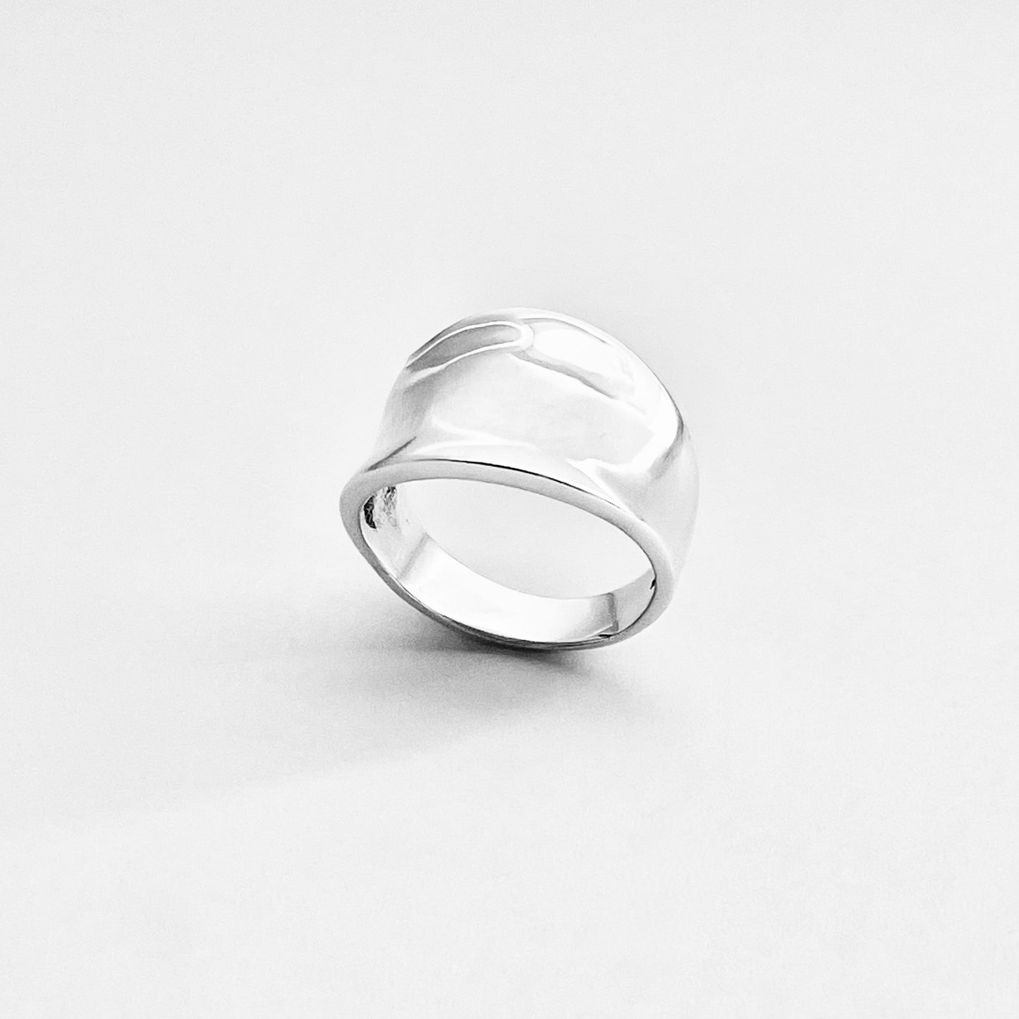 Sterling Silver Concave Band Ring – Wide Boho Statement Silver Rings