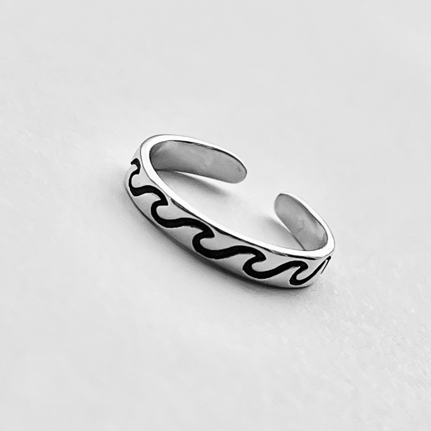 Sterling Silver Eternity Wave Band Toe Ring, Ocean Silver Ring, Surfer Ring