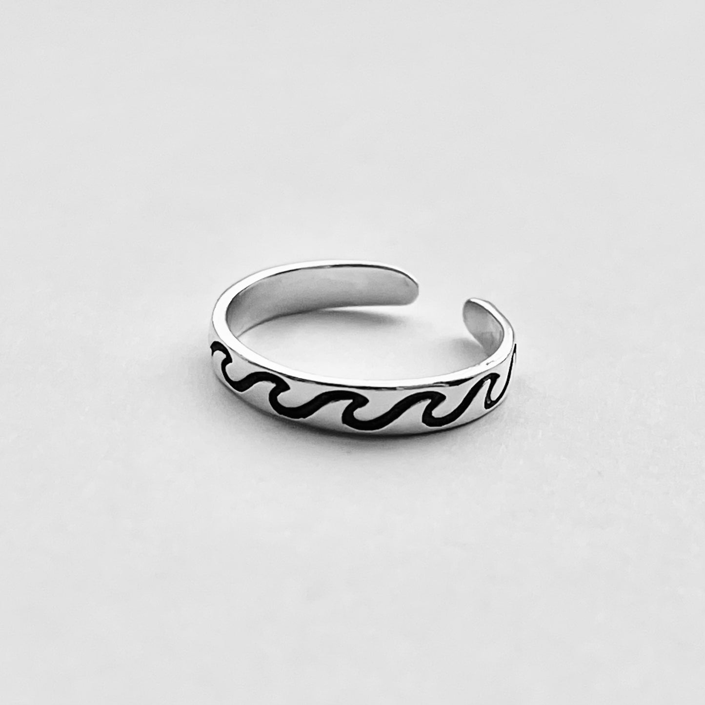 Sterling Silver Eternity Wave Band Toe Ring, Ocean Silver Ring, Surfer Ring