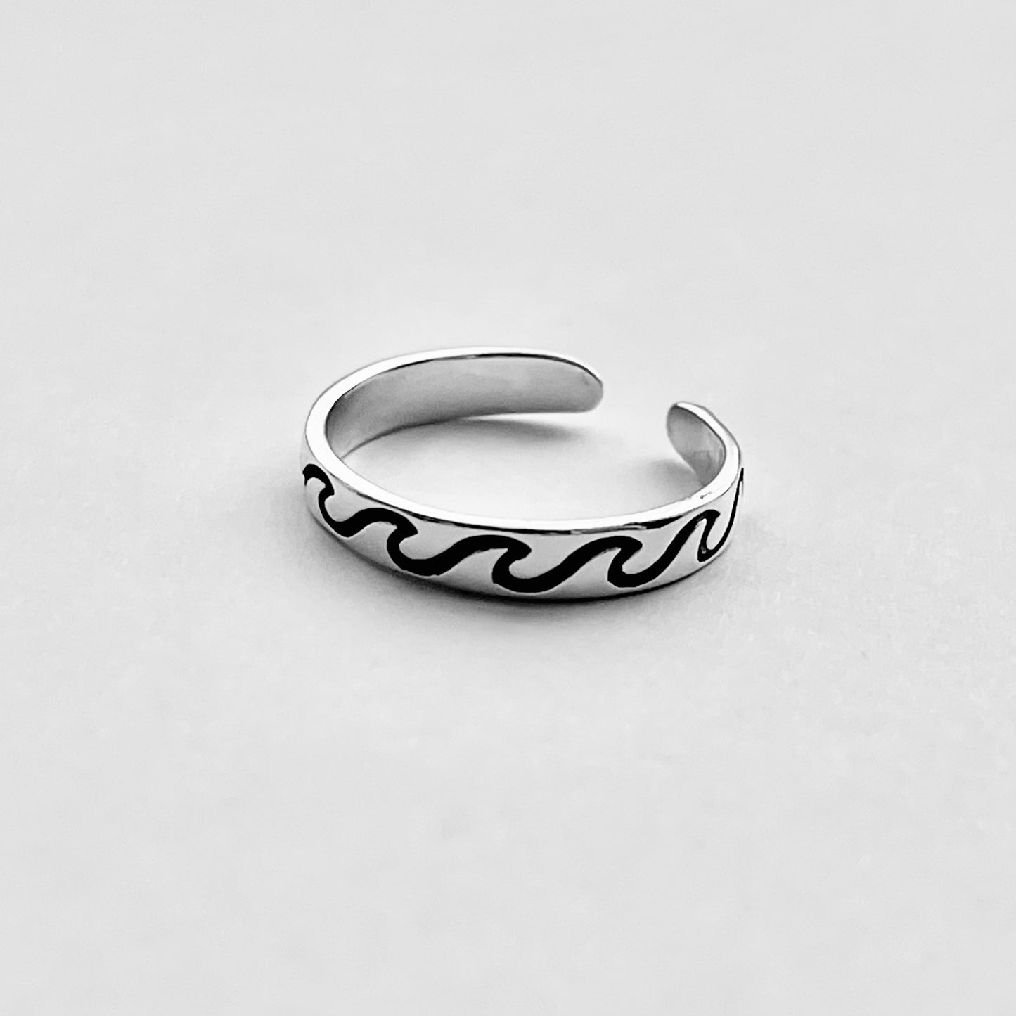 925 Sterling Silver Eternity Wave Band Toe Ring – Adjustable Ocean Silver Ring, Dainty Beach Jewelry