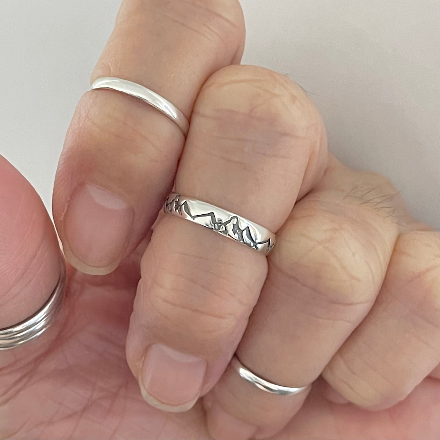 Sterling Silver Eternity Mountain Band Toe Ring, Nature Silver Rings