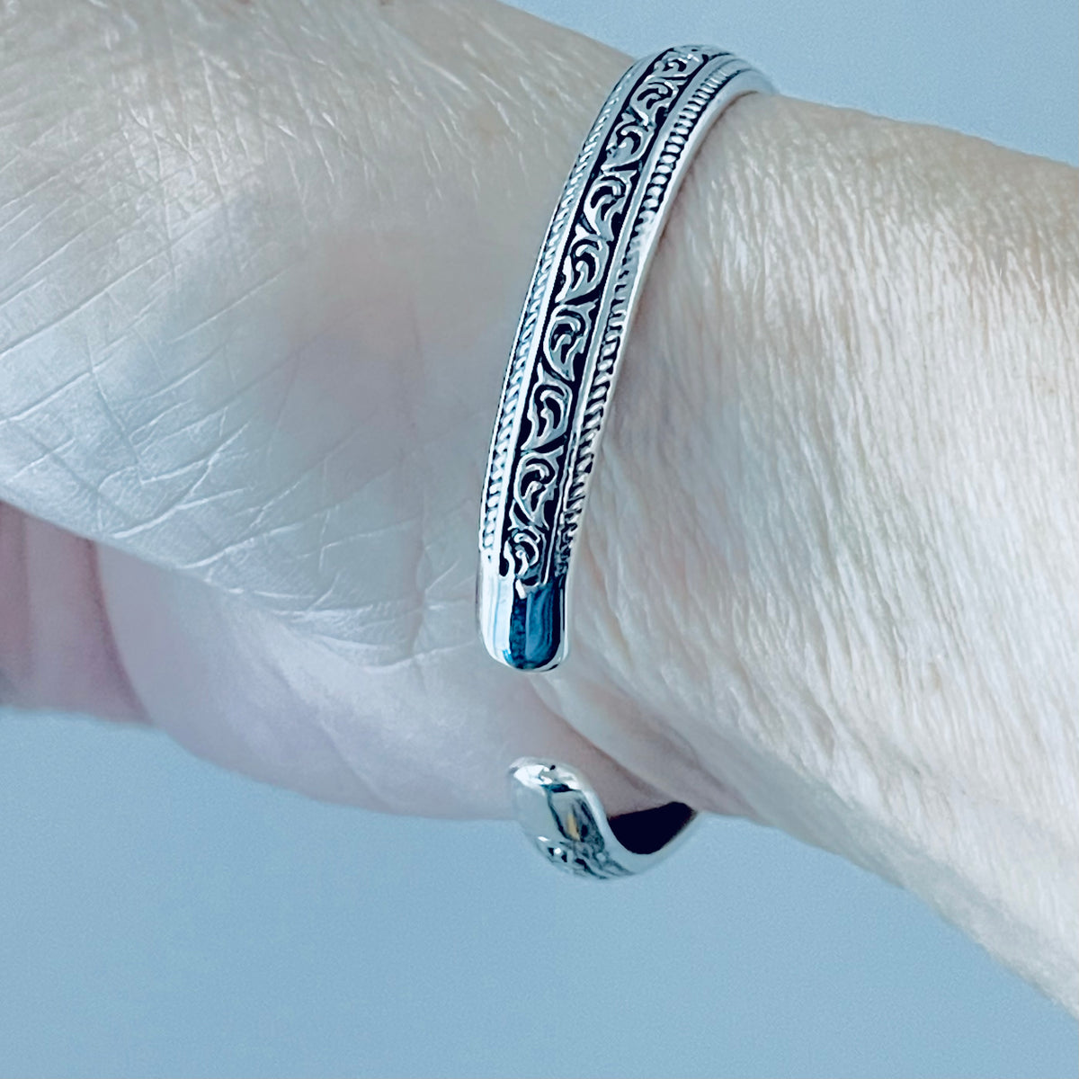 925 Sterling Silver Genuine Turquoise Vintage Bangle | Western Stone Silver Bracelet