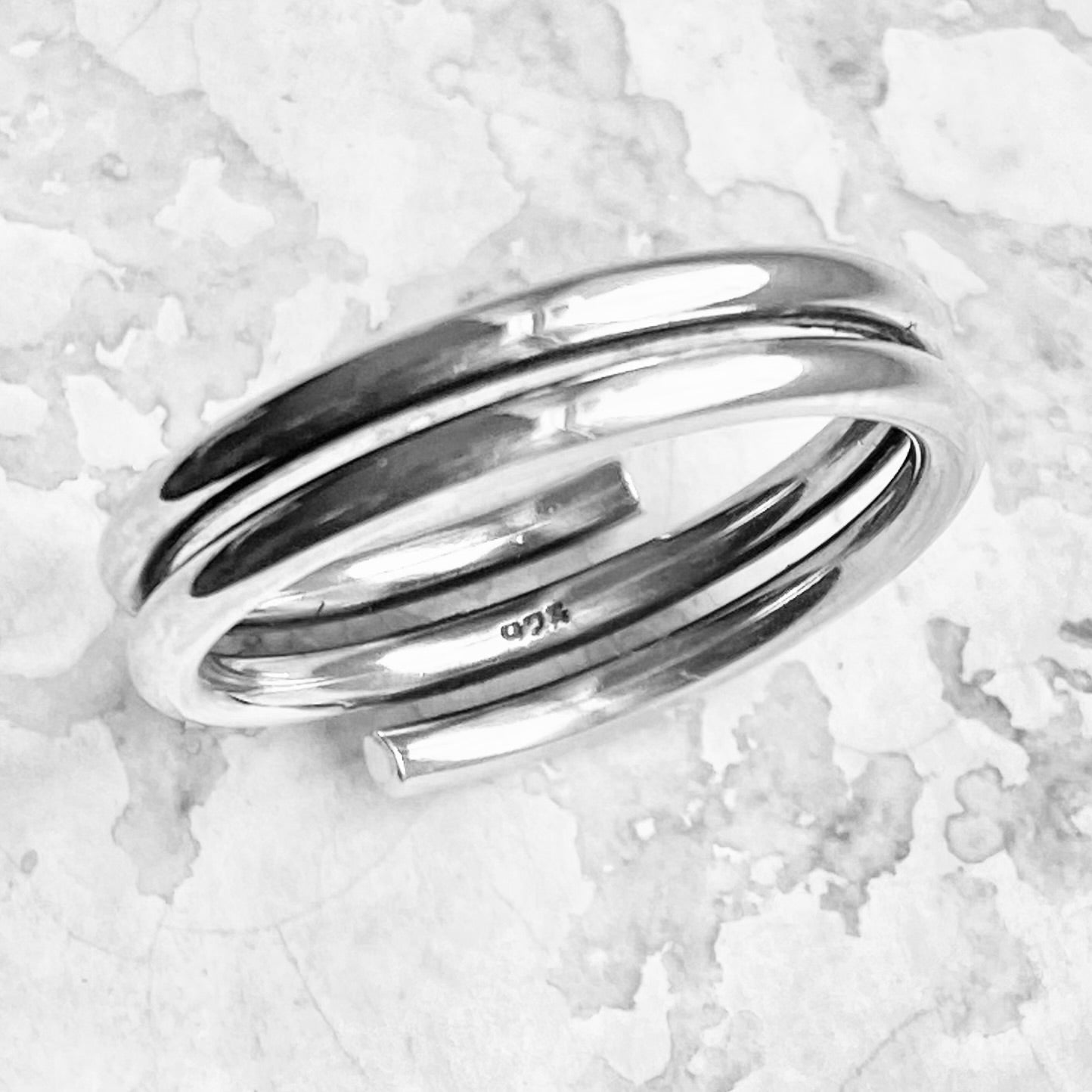 Sterling Silver Double Round Band Ring, Silver Rings, Silver Bands