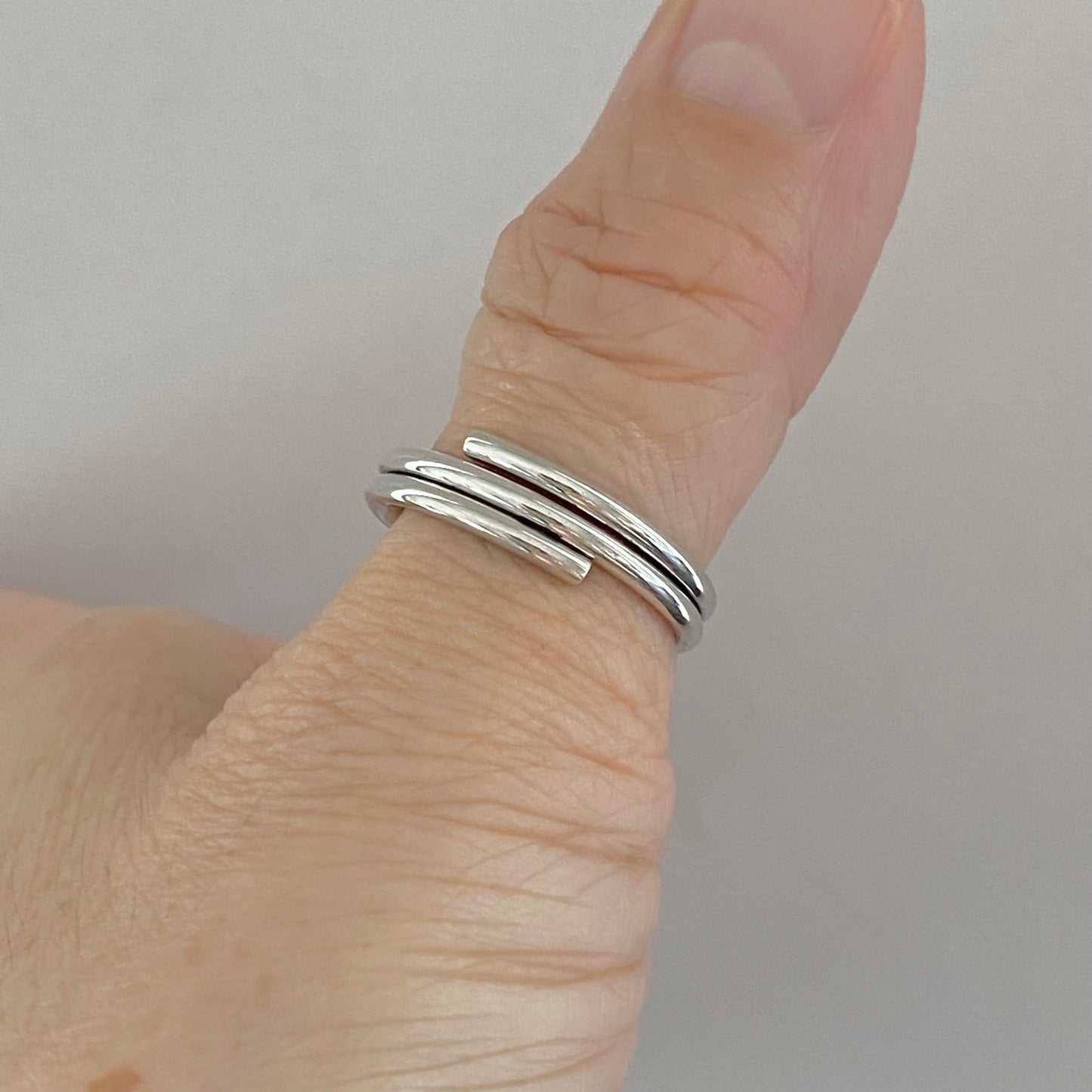 Sterling Silver Double Round Band Ring, Silver Rings, Silver Bands