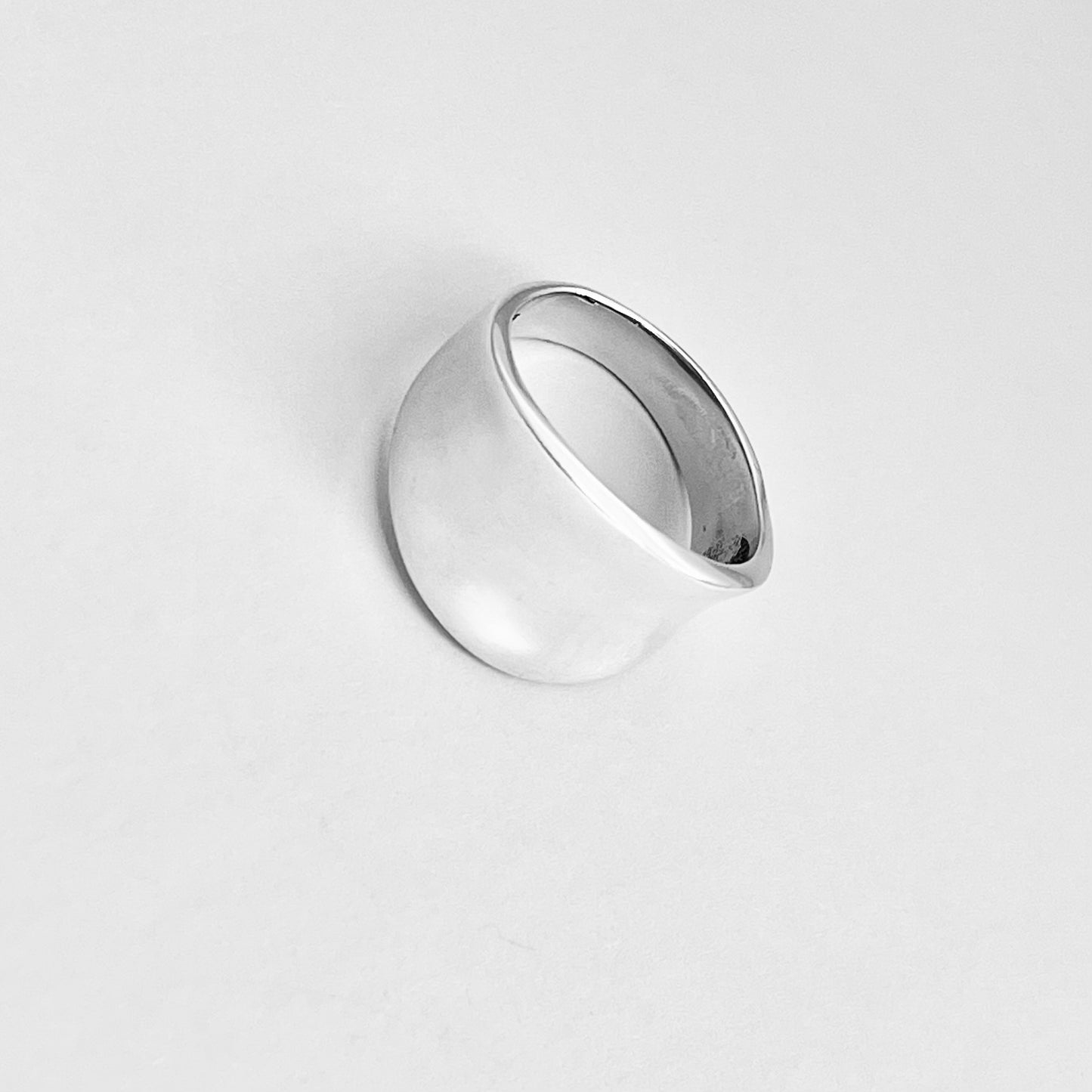 Sterling Silver Concave Band Ring – Wide Boho Statement Silver Rings