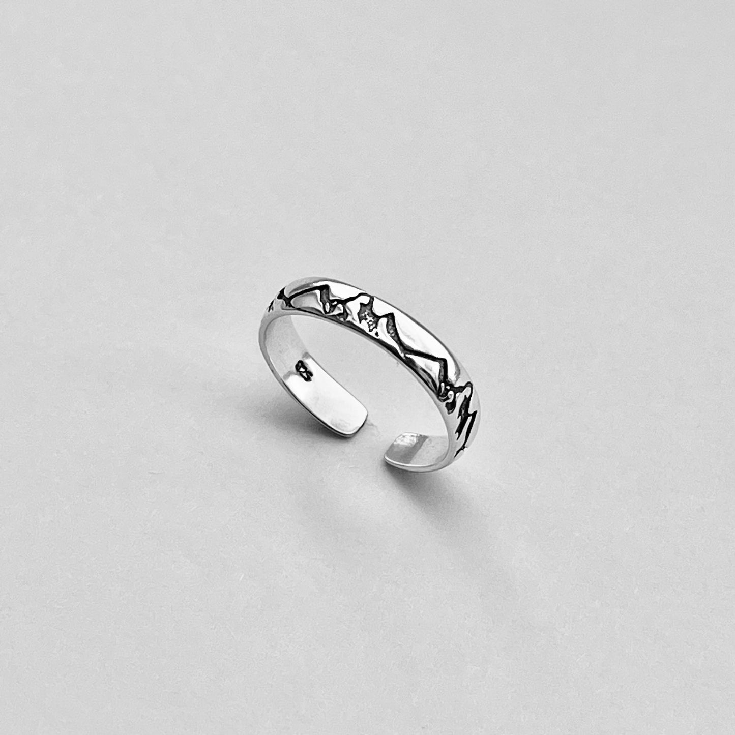 Sterling Silver Eternity Mountain Band Toe Ring, Nature Silver Rings