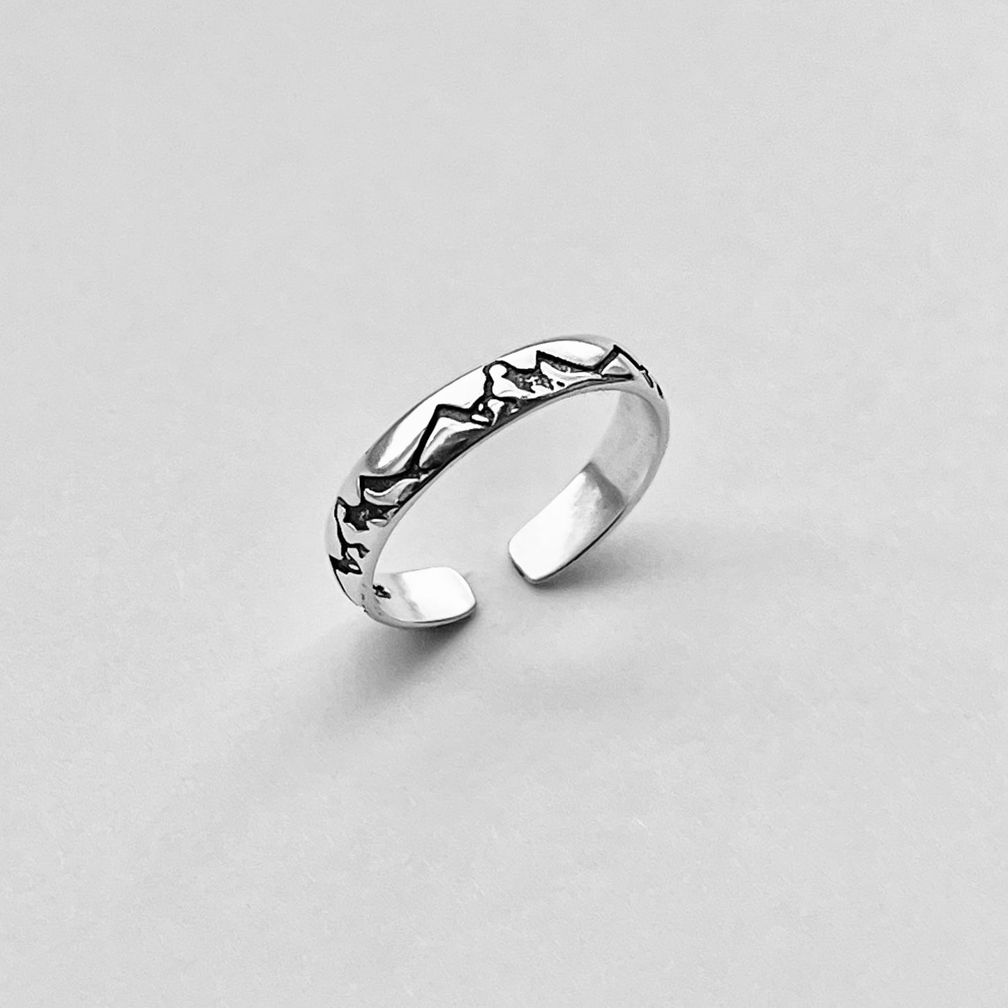 Sterling Silver Eternity Mountain Band Toe Ring, Nature Silver Rings