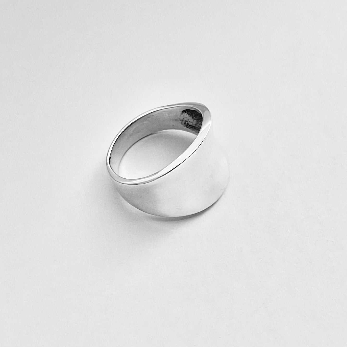 Sterling Silver Concave Band Ring – Wide Boho Statement Silver Rings