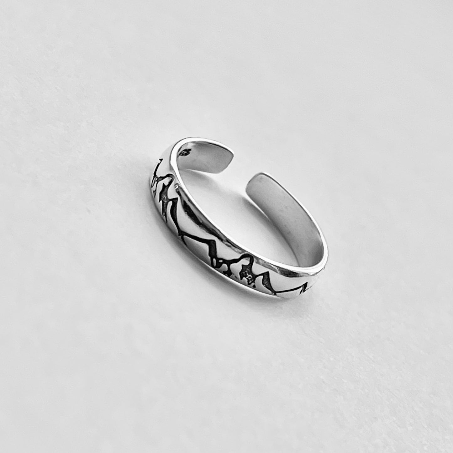 Sterling Silver Eternity Mountain Band Toe Ring, Nature Silver Rings