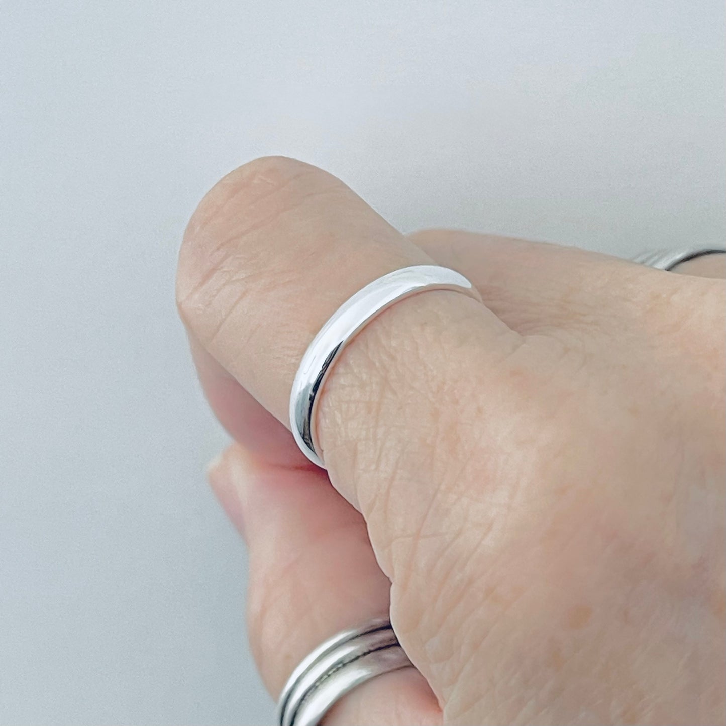 Sterling Silver High Polish Unisex Plain 3mm Wedding Band, Silver Rings, Stackable Bands