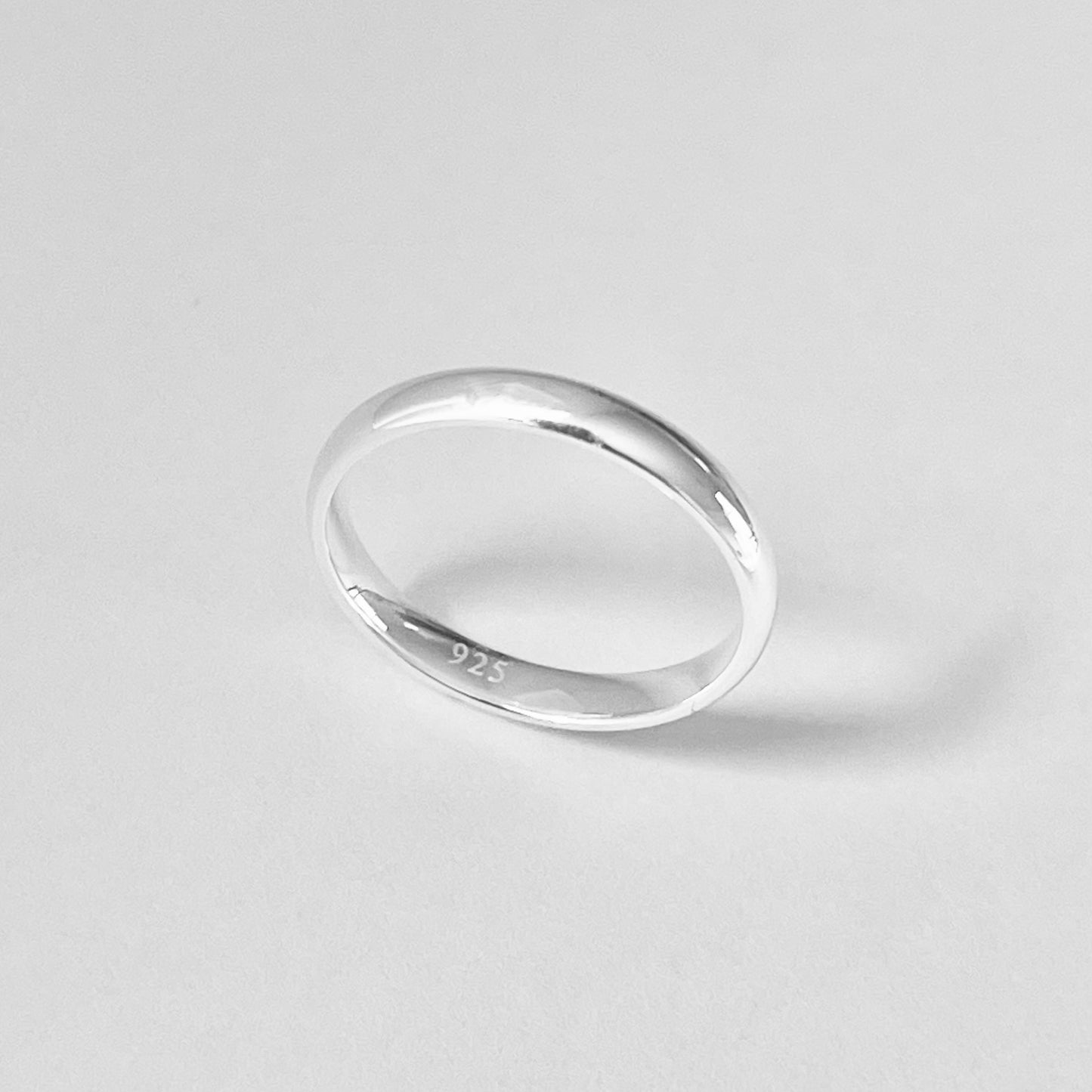 Sterling Silver High Polish Plain 3mm Unisex Band Ring, Wedding Silver Ring