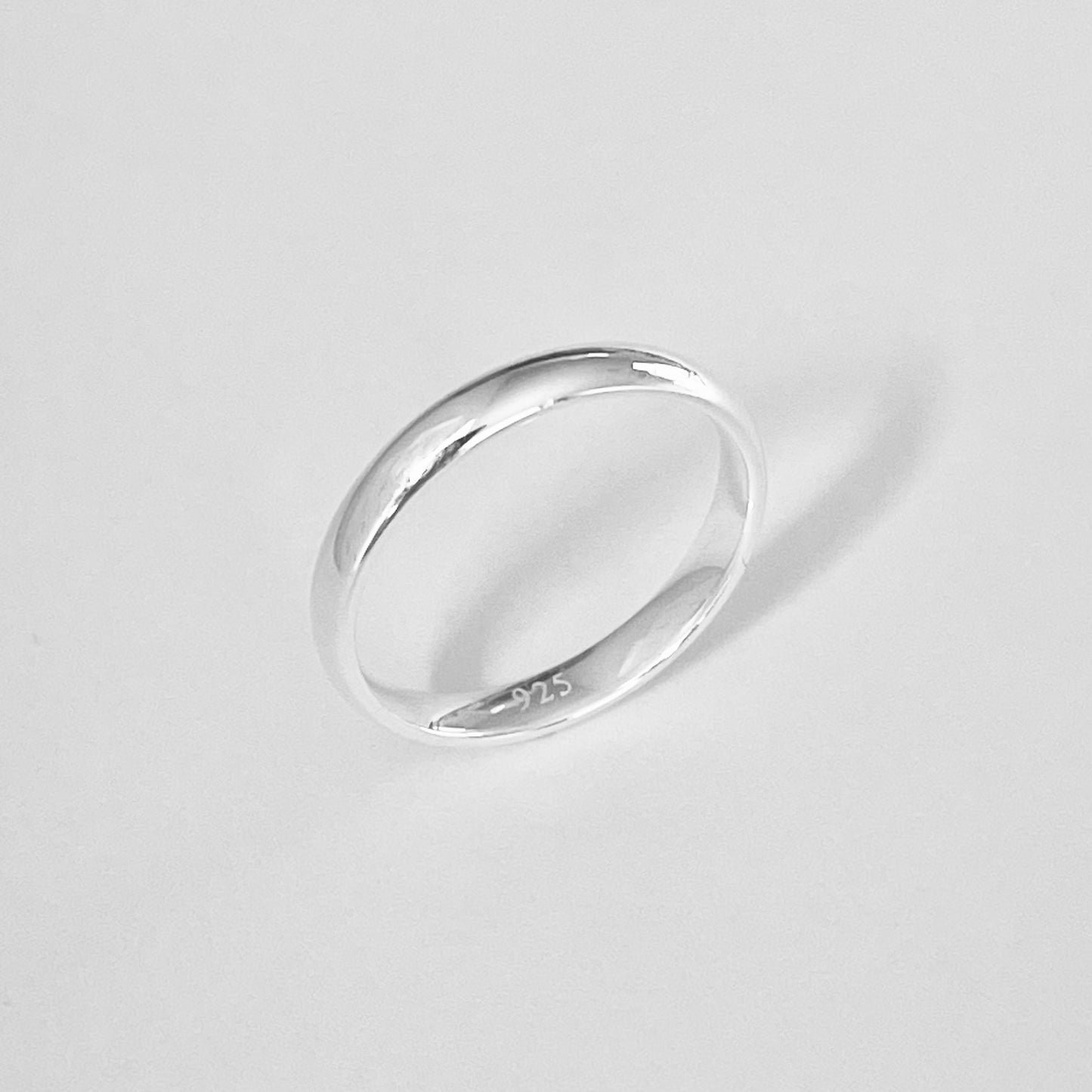 Sterling Silver High Polish Plain 3mm Unisex Band Ring, Wedding Silver Ring