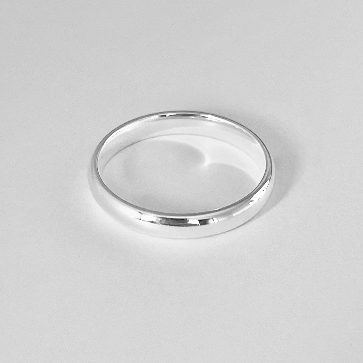 Sterling Silver High Polish Plain 3mm Unisex Band Ring, Wedding Silver Ring