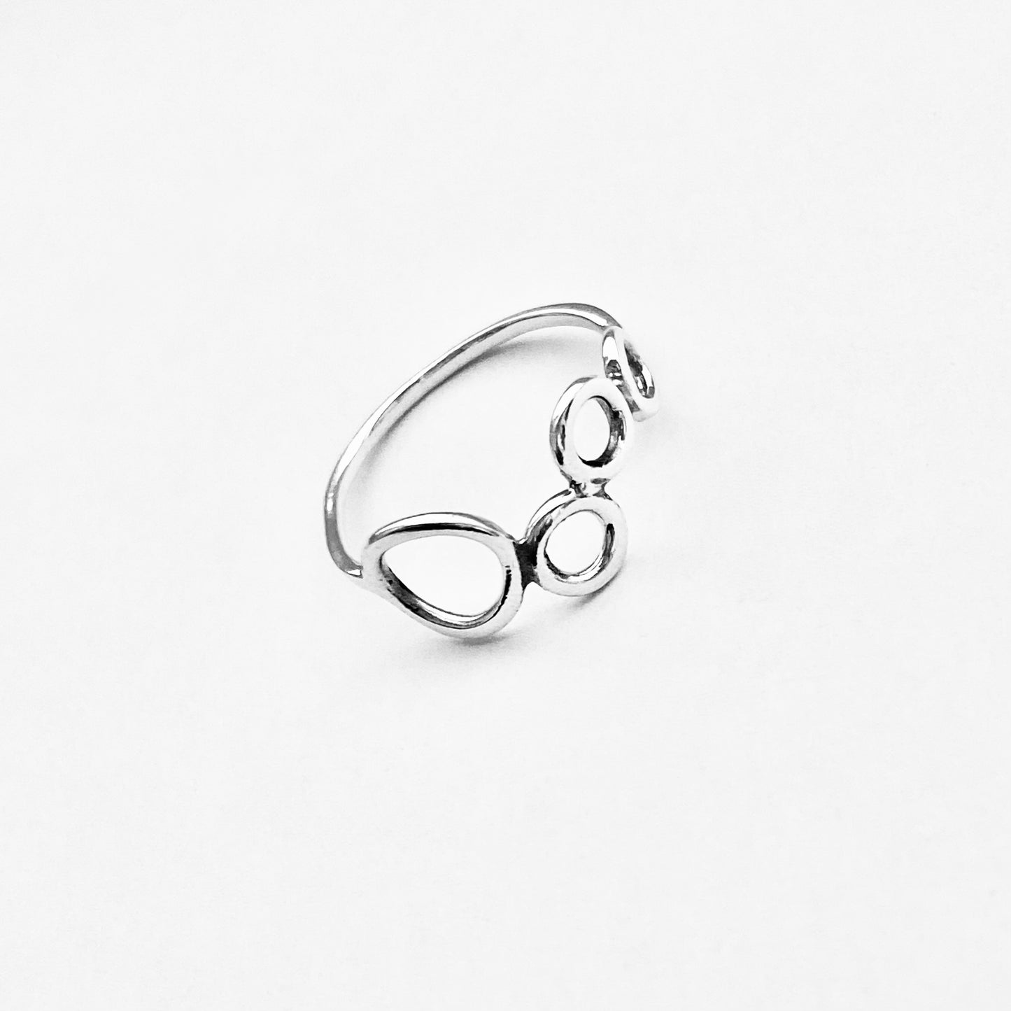 925 Sterling Silver Thin Delicate 4 Open Circle Ring | Circle of Life & Halo Jewelry