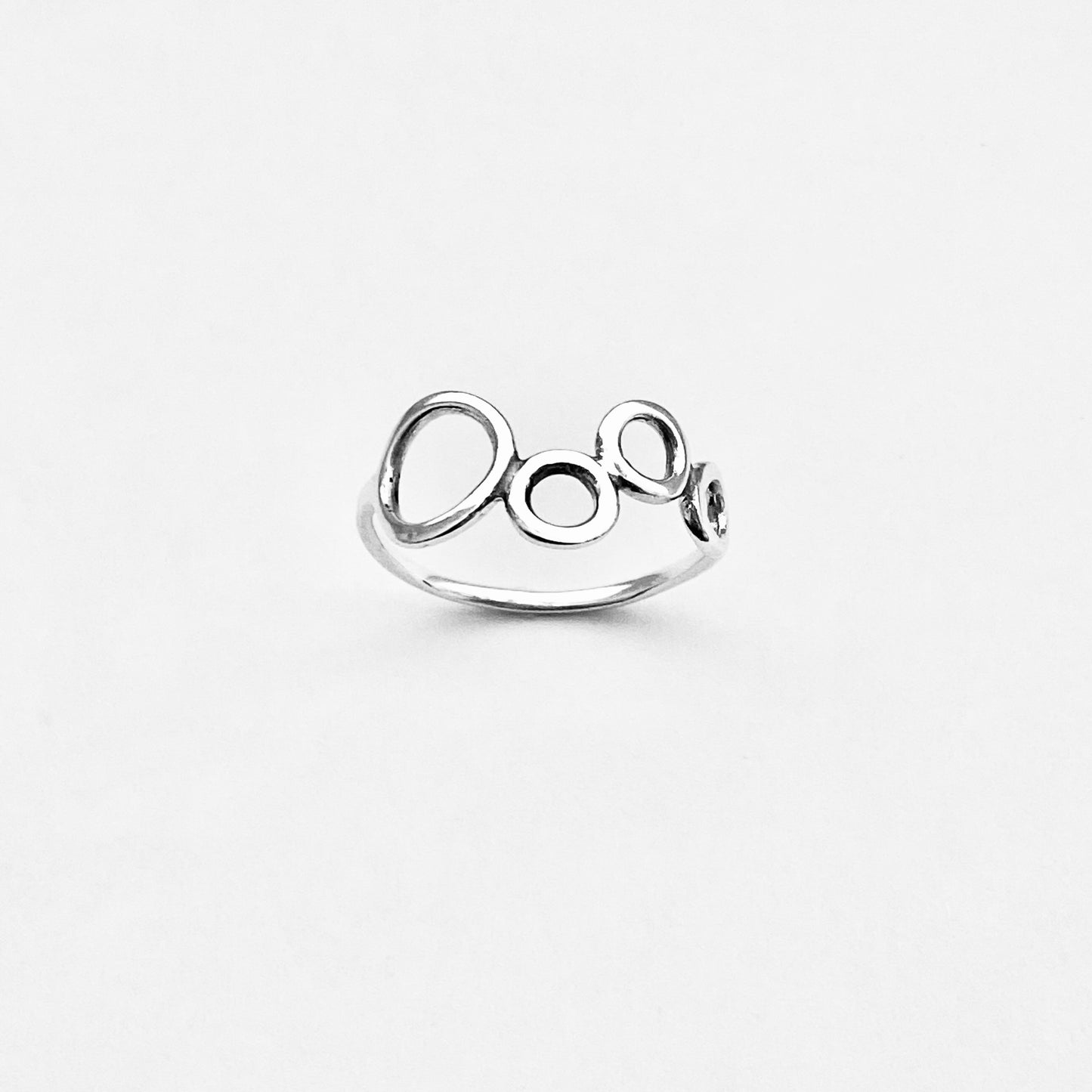 925 Sterling Silver Thin Delicate 4 Open Circle Ring | Circle of Life & Halo Jewelry