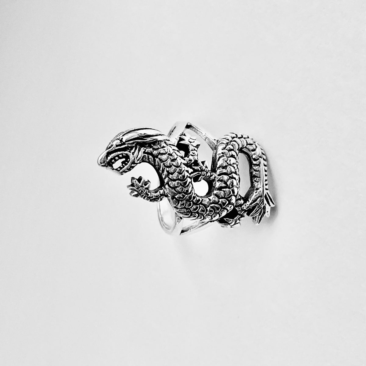 925 Sterling Silver Unisex Dragon Ring | Statement Serpent Good Luck Jewelry