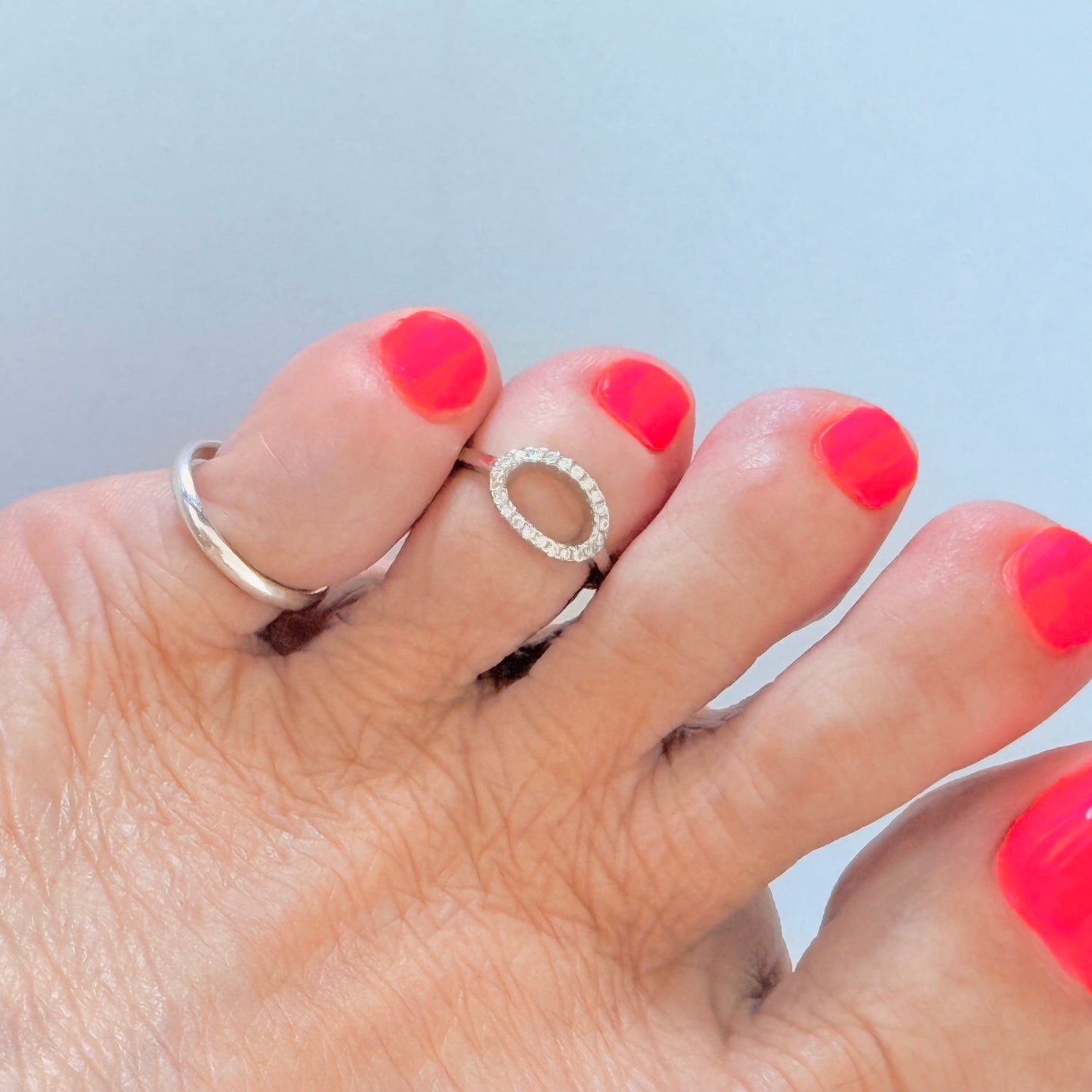 925 Sterling Silver Halo CZ Toe Ring | Dainty Open Circle & Midi Rings