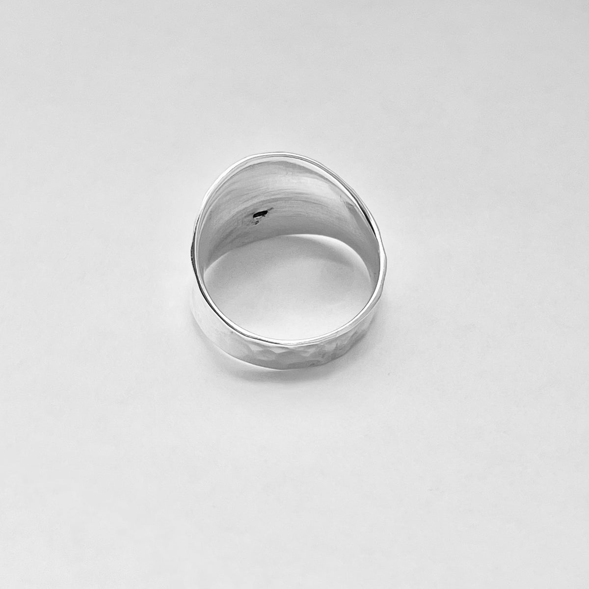 925 Sterling Silver Hammered Concave Ring | Statement Boho Wide Silver Rings