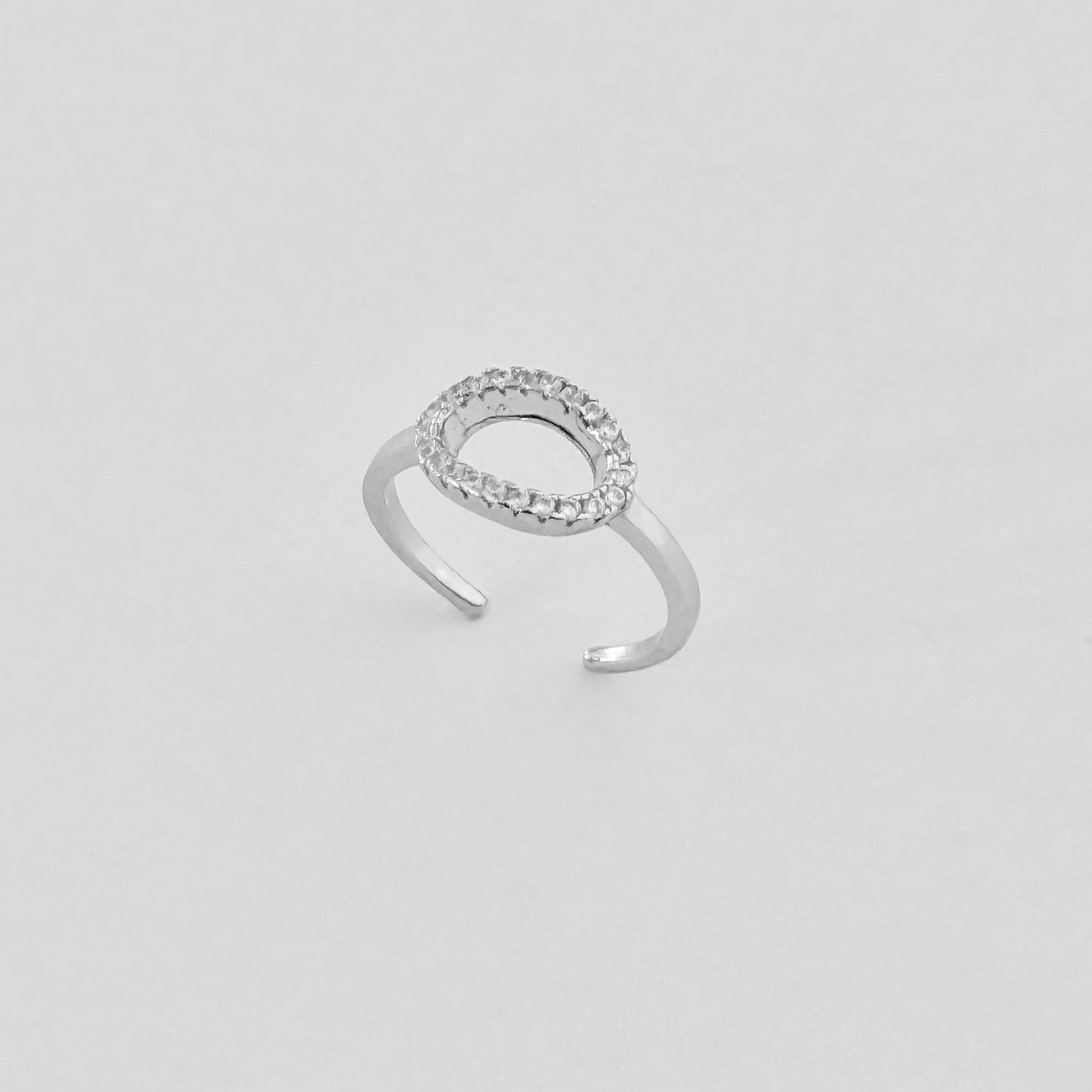 925 Sterling Silver Halo CZ Toe Ring | Dainty Open Circle & Midi Rings