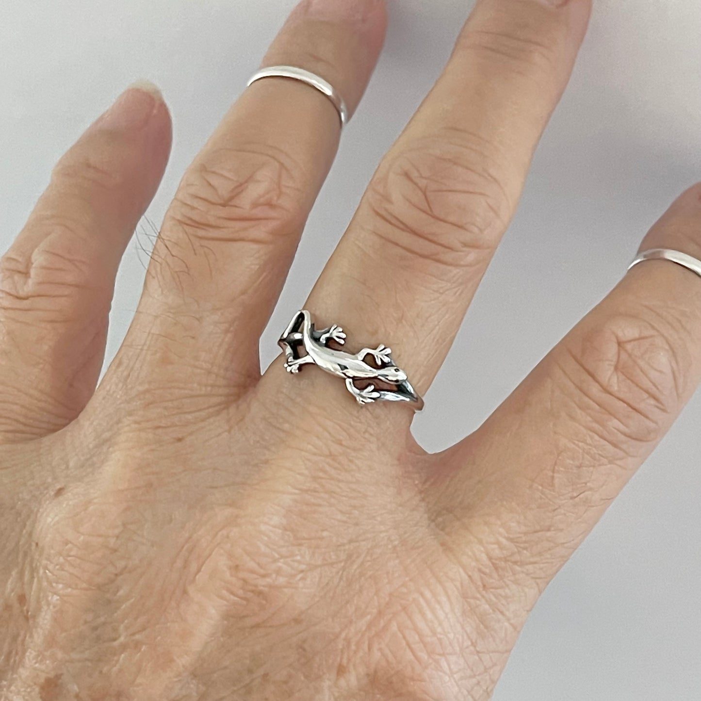 Sterling Silver Lizard Ring, Gecko Silver Ring, Reptile Rings, Animal