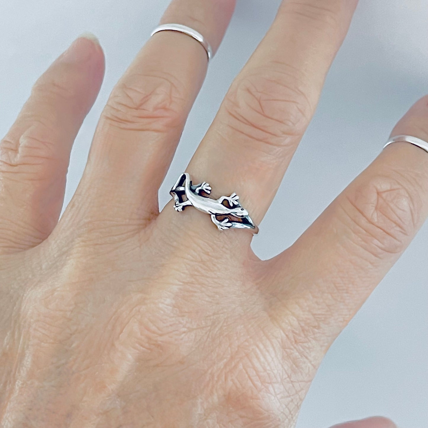 Sterling Silver Dainty Lizard Ring – Gecko Reptile Animal Silver Rings