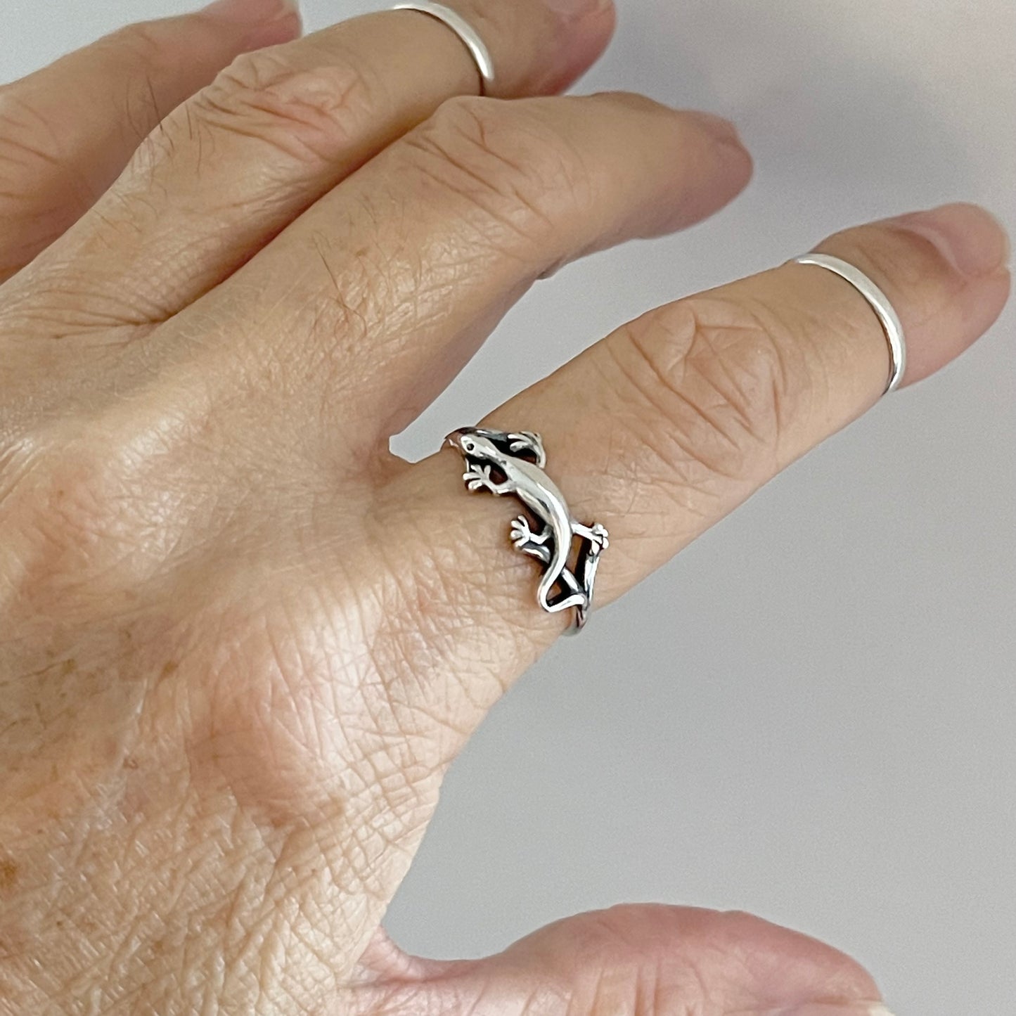 Sterling Silver Lizard Ring, Gecko Silver Ring, Reptile Rings, Animal