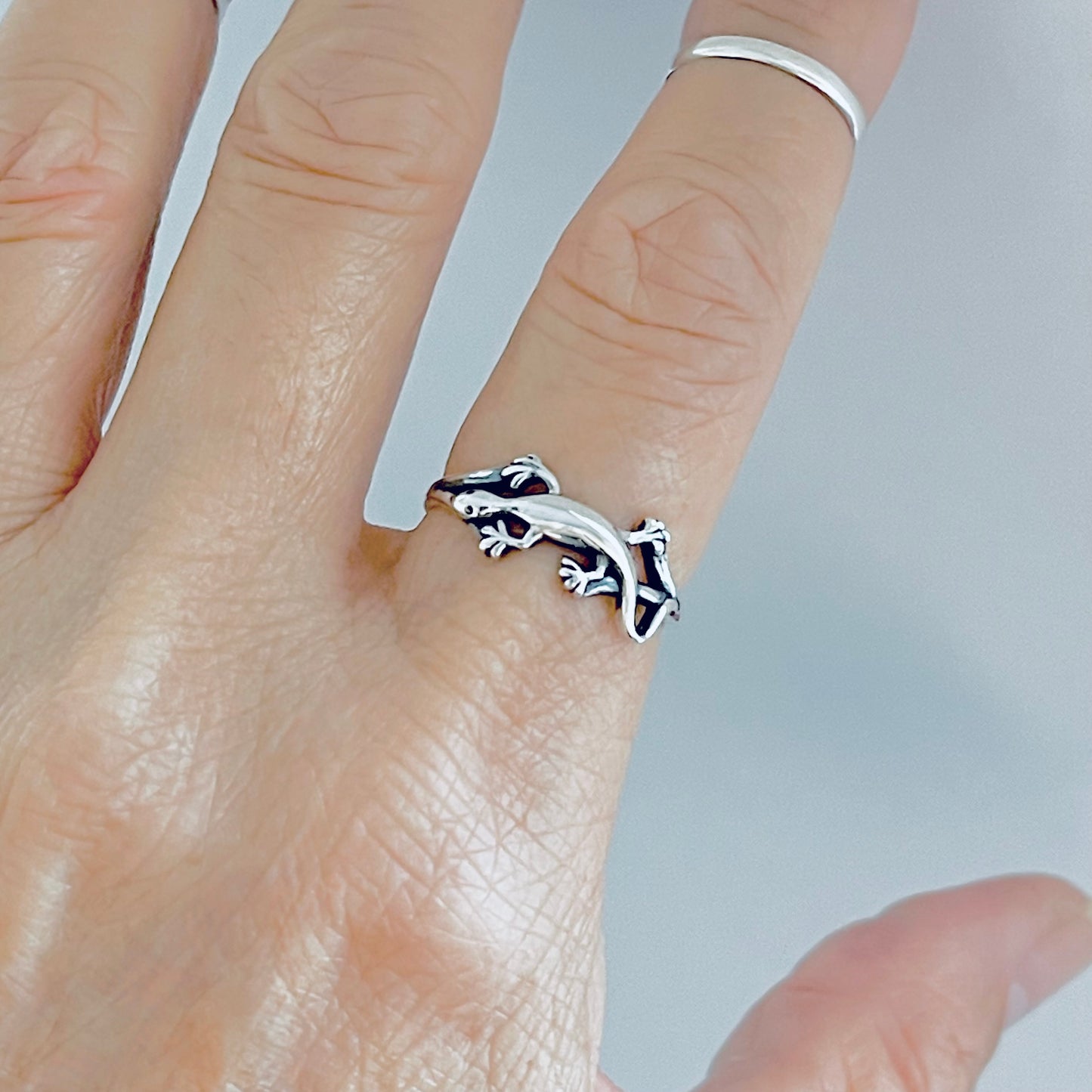 Sterling Silver Dainty Lizard Ring – Gecko Reptile Animal Silver Rings