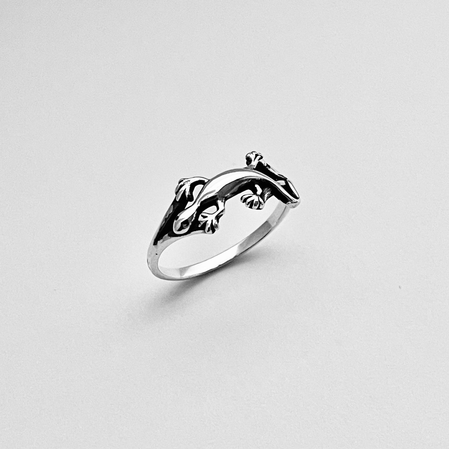 Sterling Silver Lizard Ring, Gecko Silver Ring, Reptile Rings, Animal