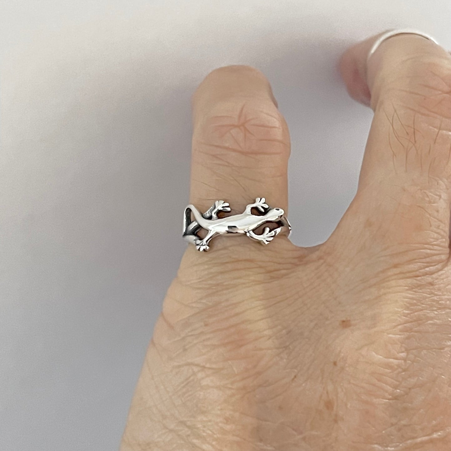 Sterling Silver Lizard Ring, Gecko Silver Ring, Reptile Rings, Animal