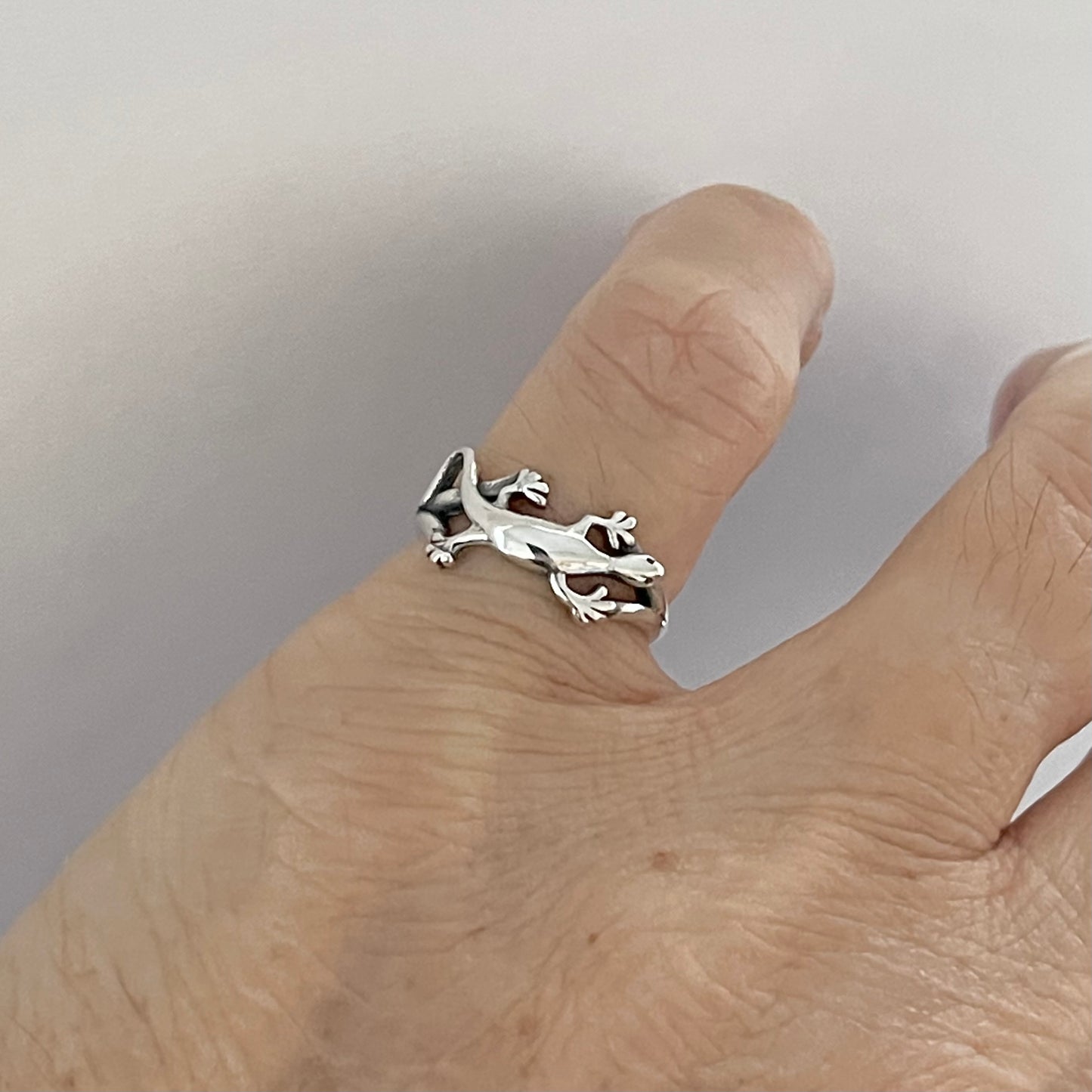 Sterling Silver Lizard Ring, Gecko Silver Ring, Reptile Rings, Animal