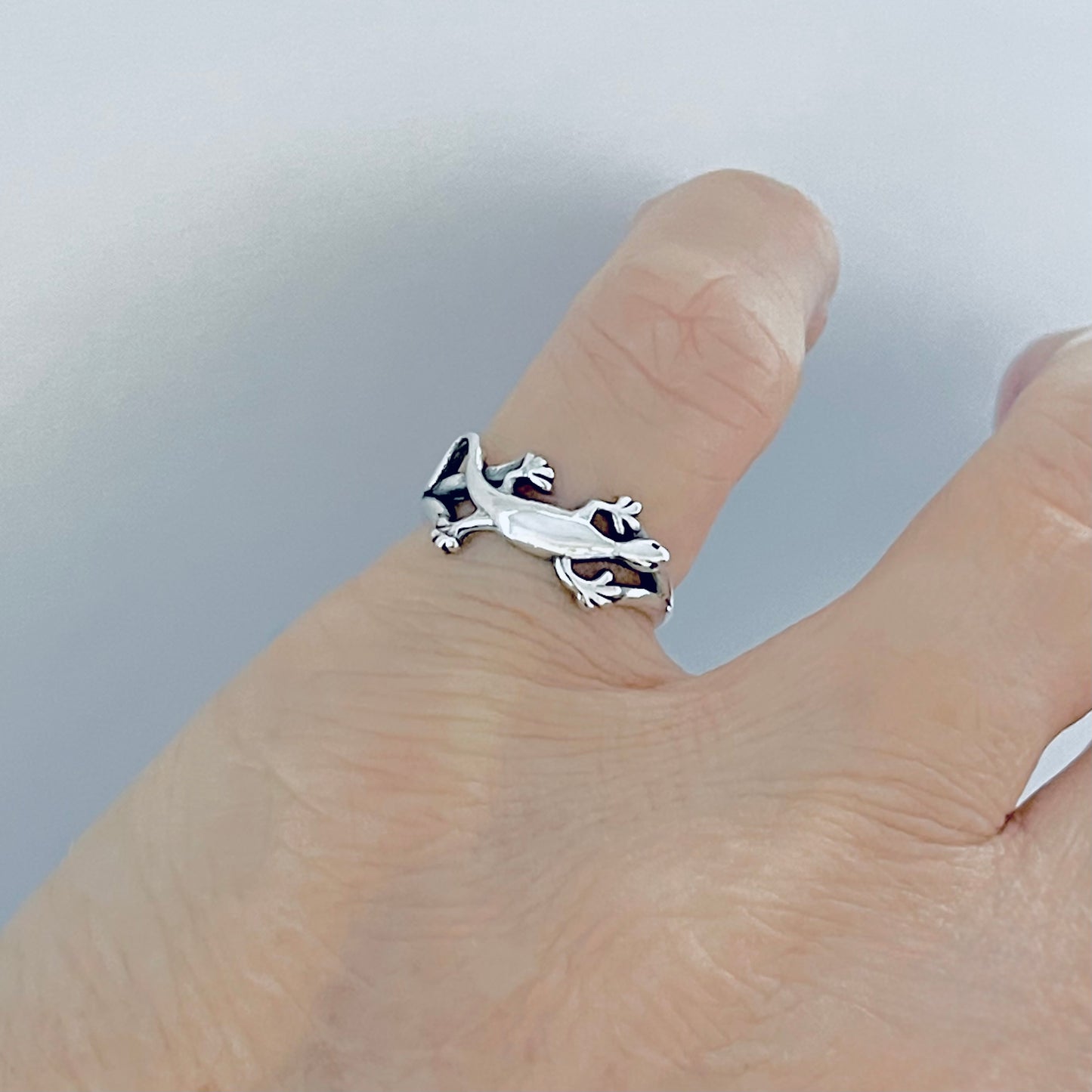 Sterling Silver Dainty Lizard Ring – Gecko Reptile Animal Silver Rings