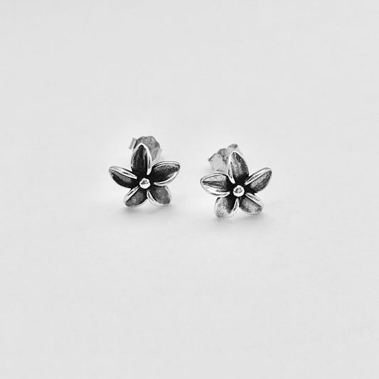 Sterling Silver Plumeria Earrings, Silver Flower Earring, Hawaii Earrings