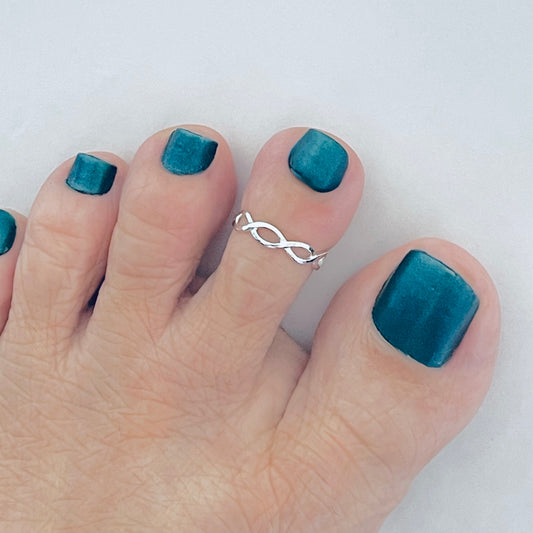 925 Sterling Silver Thin Braided Toe Ring | Delicate Midi Pinky Infinity Rings
