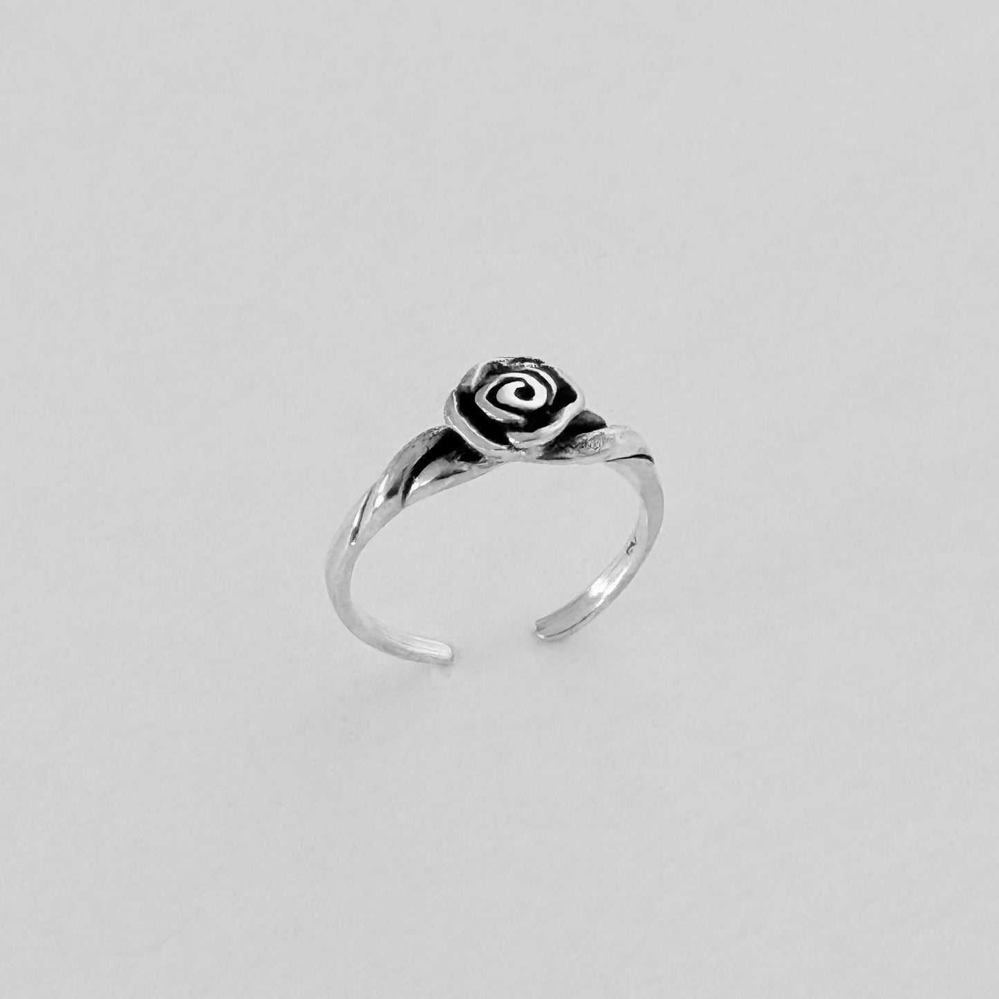 Sterling Silver Rose Toe Ring, Flower Rings, Stem Roses, Love Flowers
