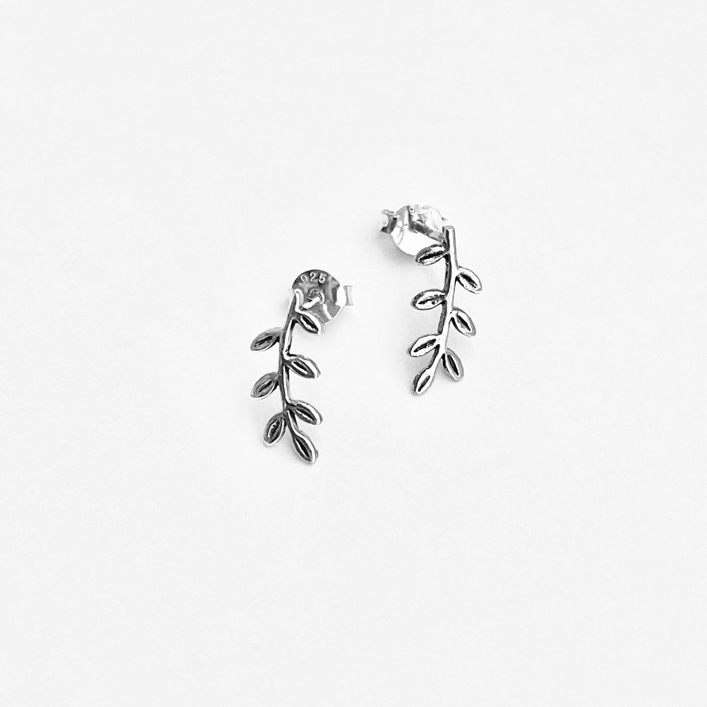 925 Sterling Silver Leaf Branch Stud Earrings | Nature-Inspired Tree & Plant Design