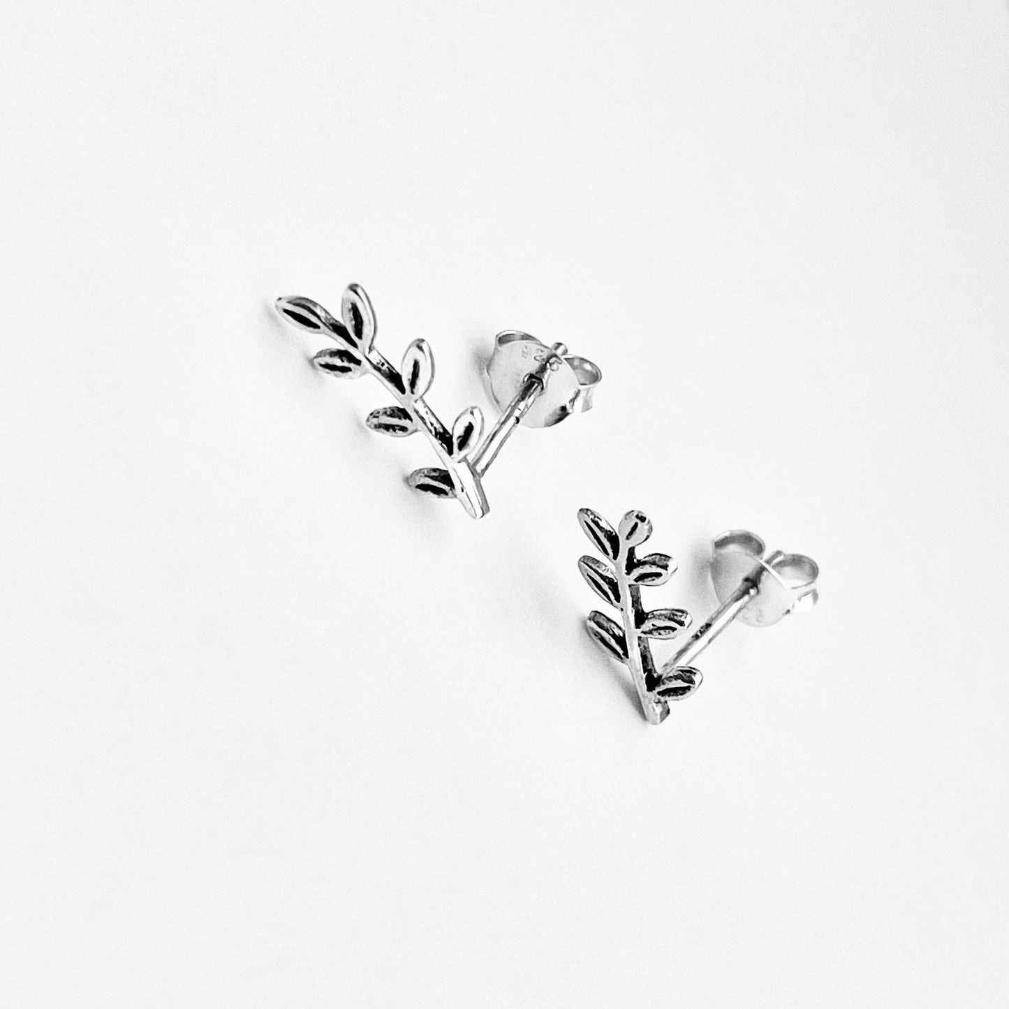 925 Sterling Silver Leaf Branch Stud Earrings | Nature-Inspired Tree & Plant Design