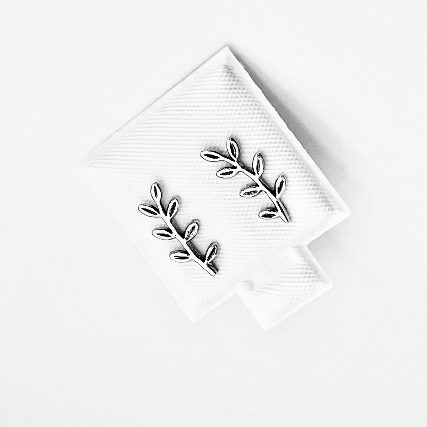925 Sterling Silver Leaf Branch Stud Earrings | Nature-Inspired Tree & Plant Design