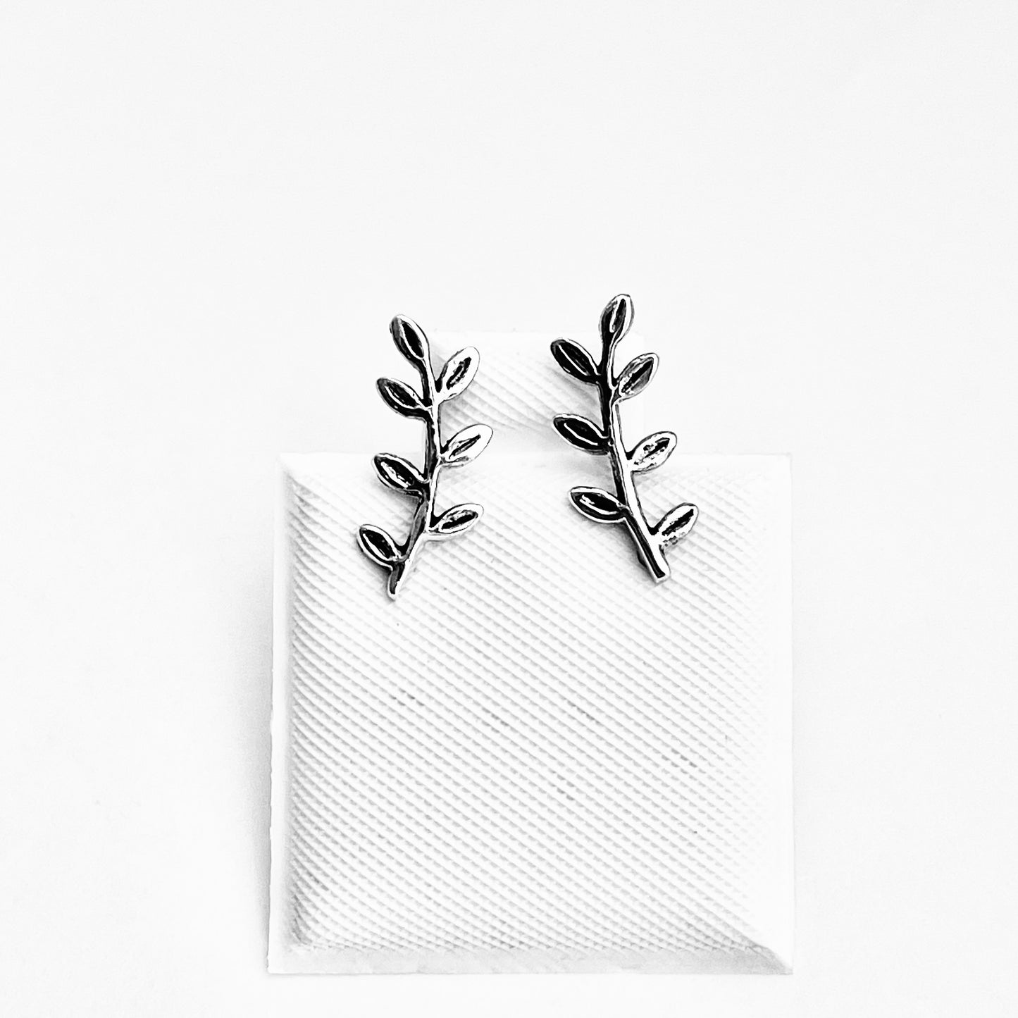 925 Sterling Silver Leaf Branch Stud Earrings | Nature-Inspired Tree & Plant Design