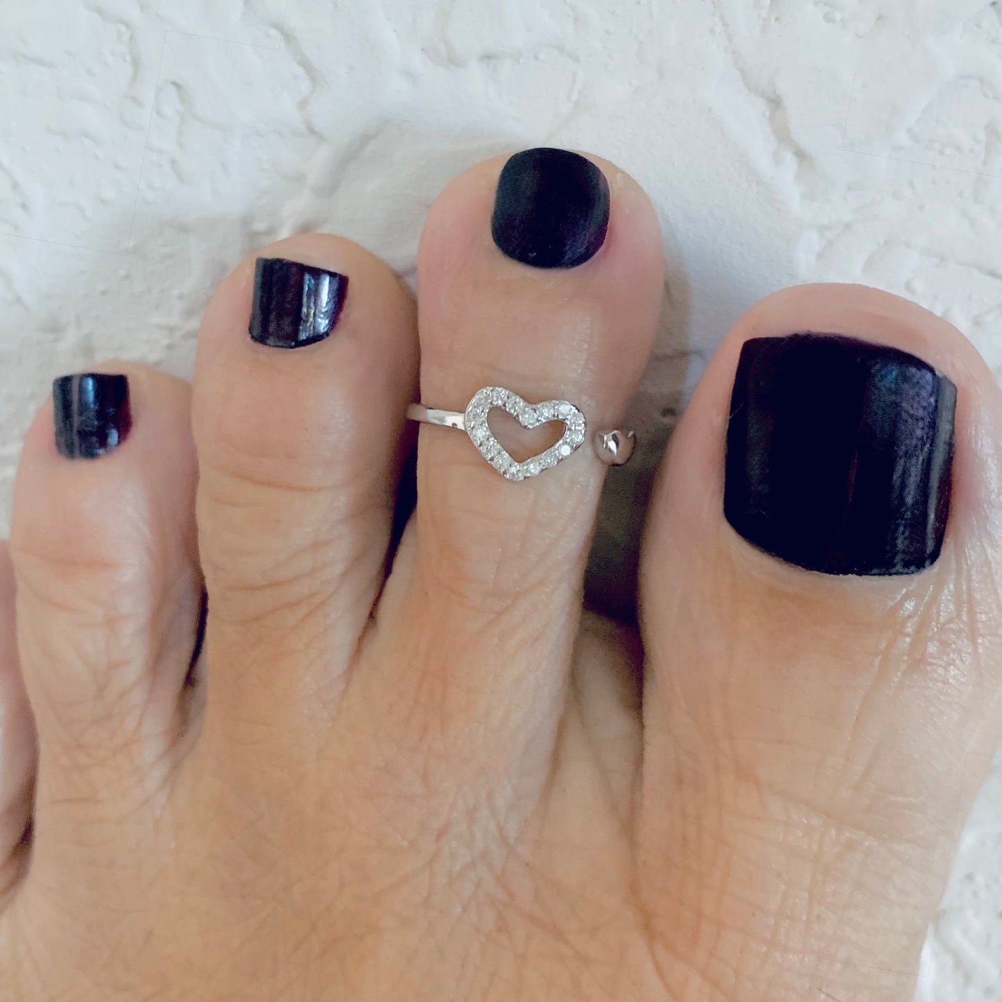 Sterling Silver Delicate CZ Heart Toe Ring, Midi Ring, Silver Rings, Love Hearts