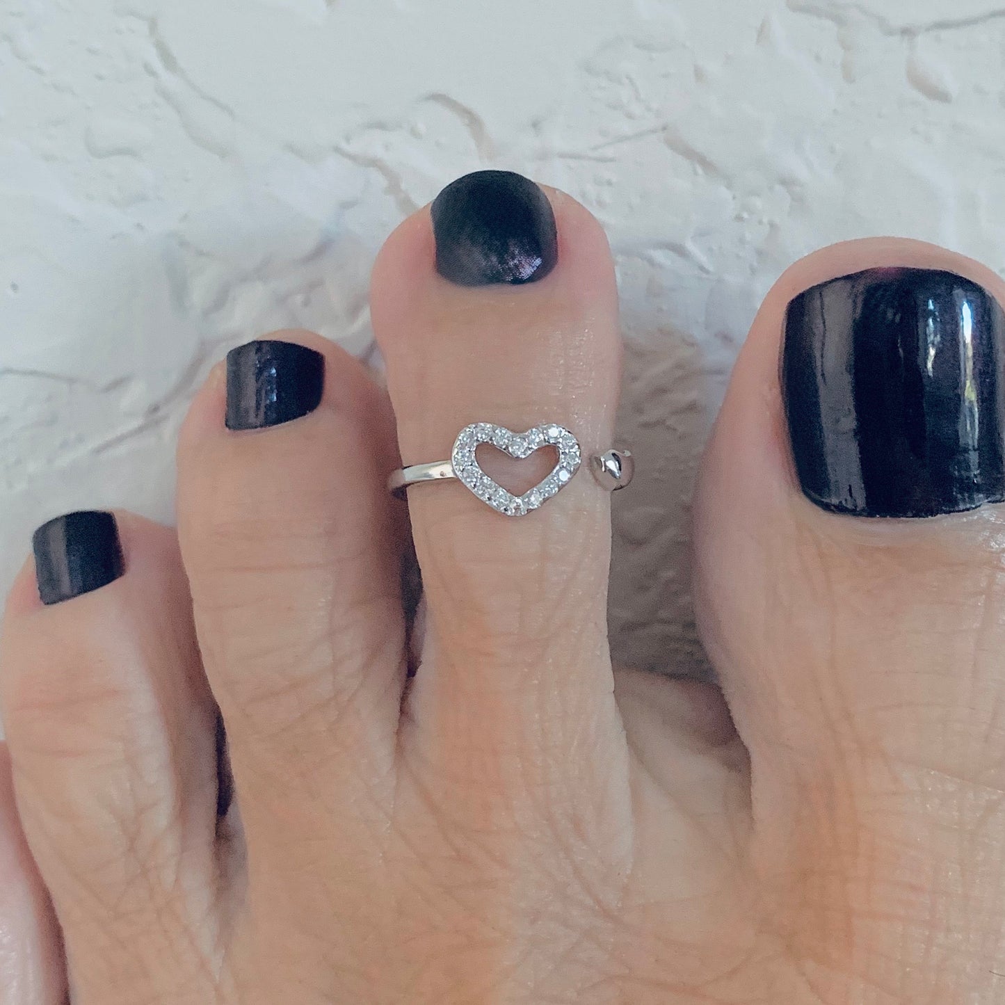 Sterling Silver Delicate CZ Heart Toe Ring, Midi Ring, Silver Rings, Love Hearts