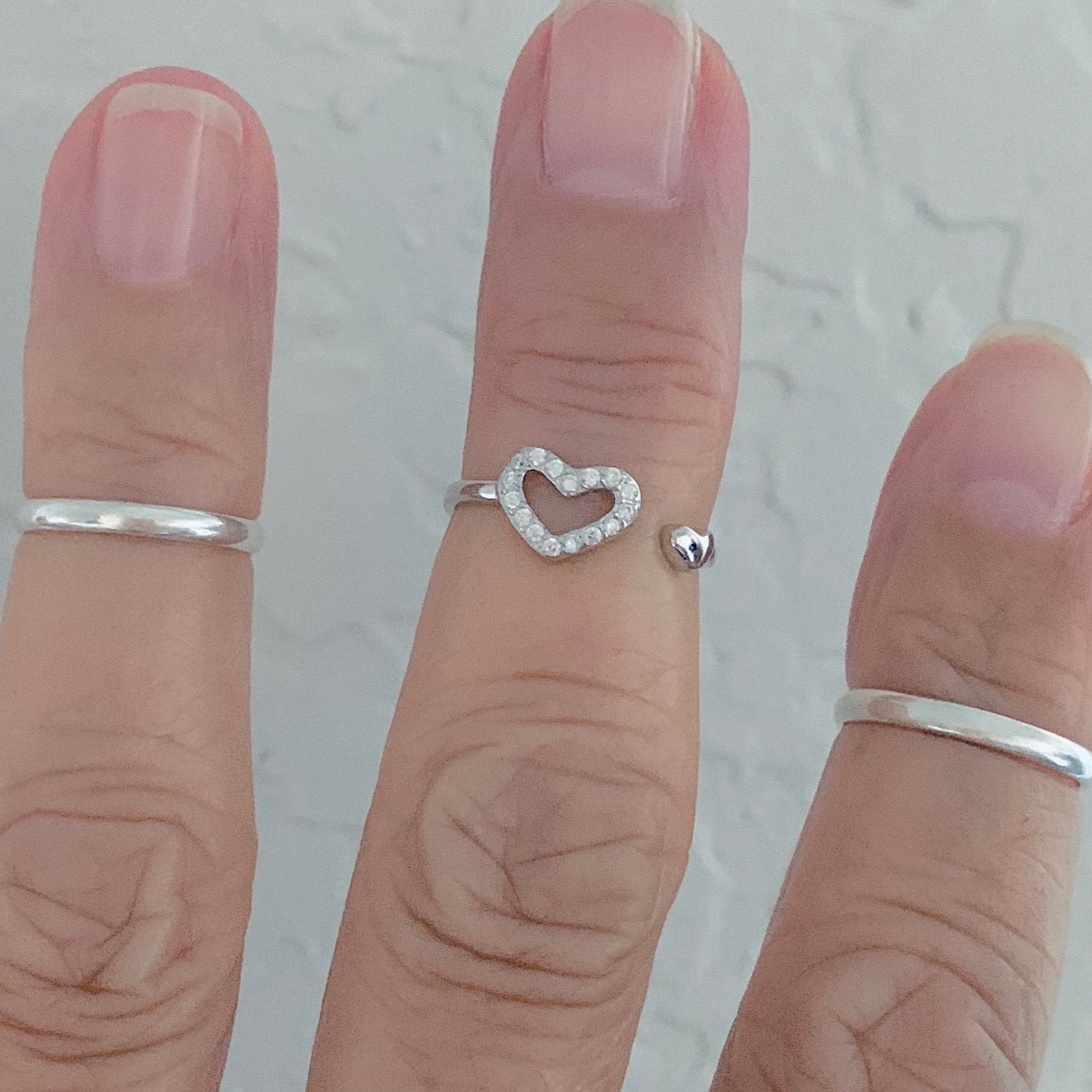 Sterling Silver Delicate CZ Heart Toe Ring, Midi Ring, Silver Rings, Love Hearts