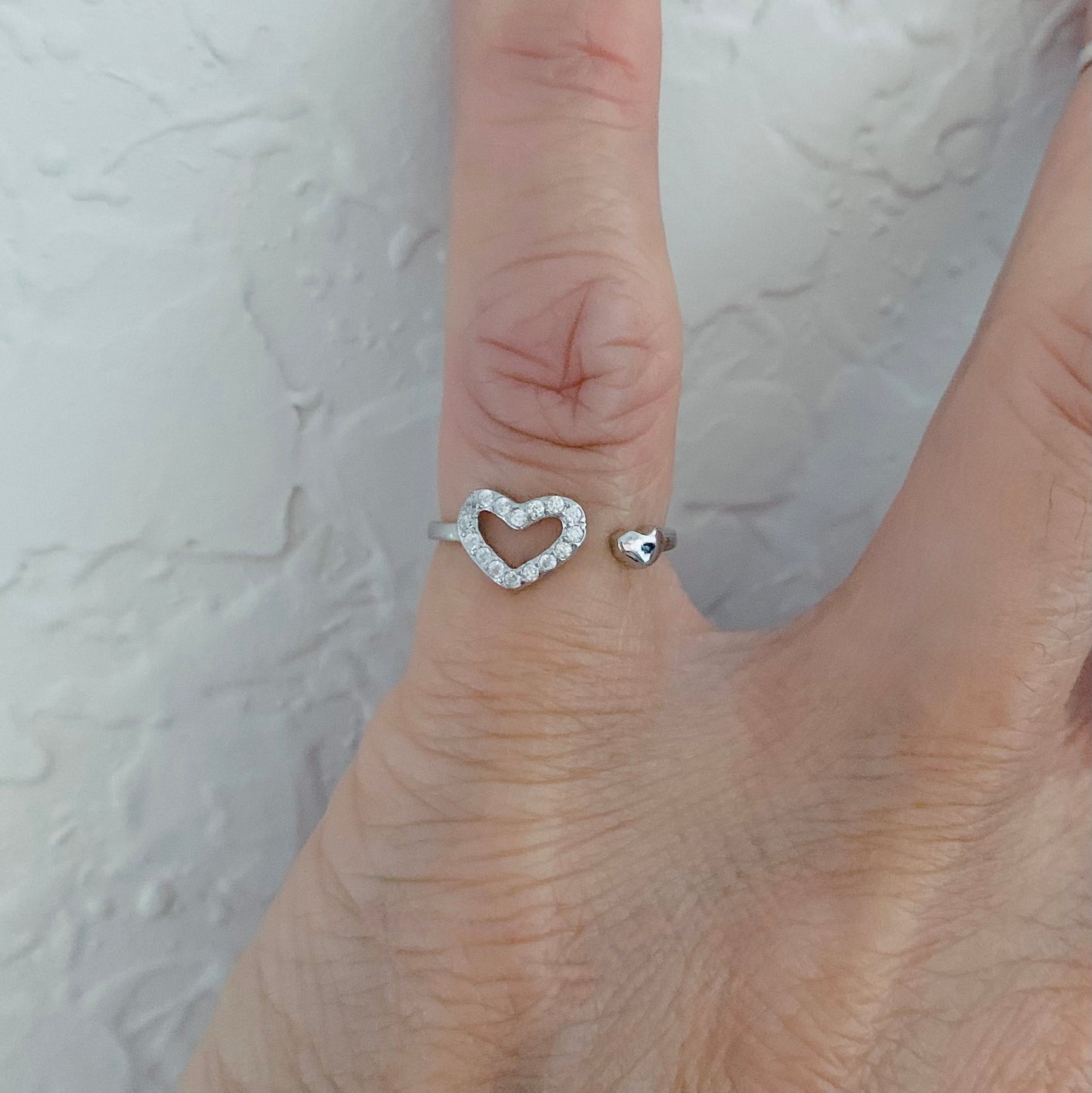 Sterling Silver Delicate CZ Heart Toe Ring, Midi Ring, Silver Rings, Love Hearts