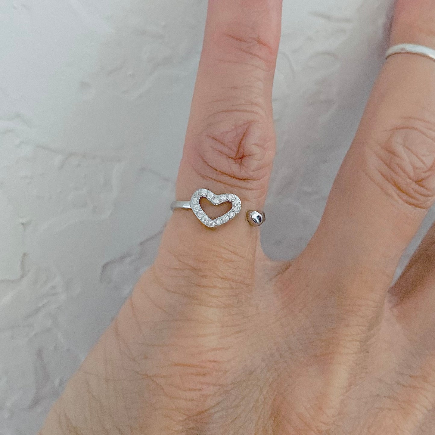 Sterling Silver Delicate CZ Heart Toe Ring, Midi Ring, Silver Rings, Love Hearts