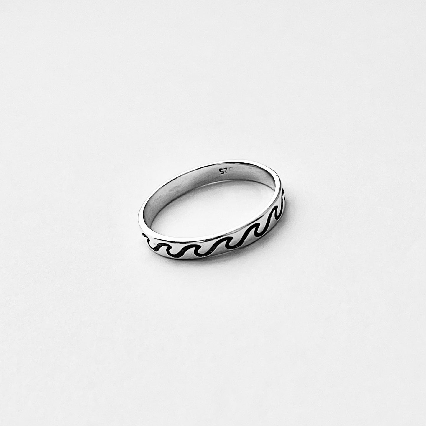 Sterling Silver Thin Eternity Wave Band – Ocean Surfer Stackable Silver Rings