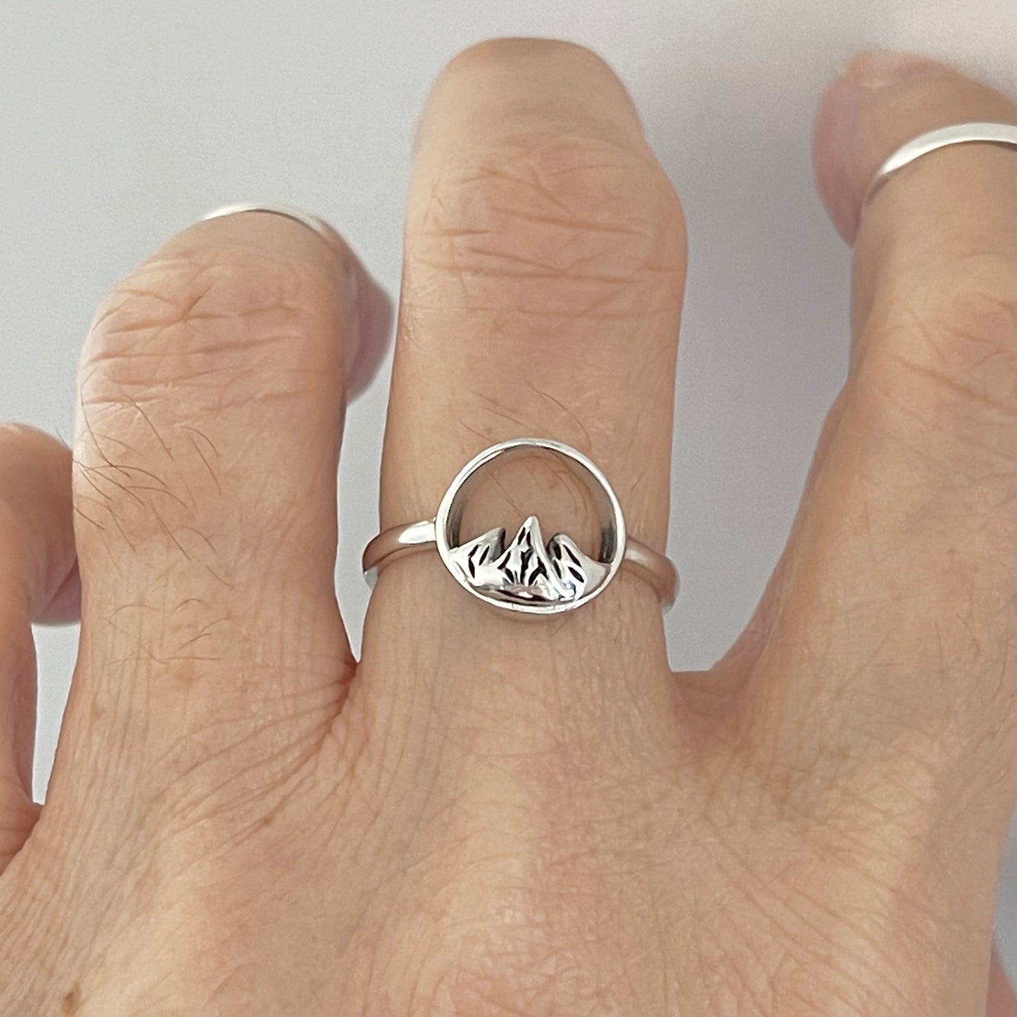 Sterling Silver Tripeak Mountain Ring, Nature Silver Ring, Desert Rings