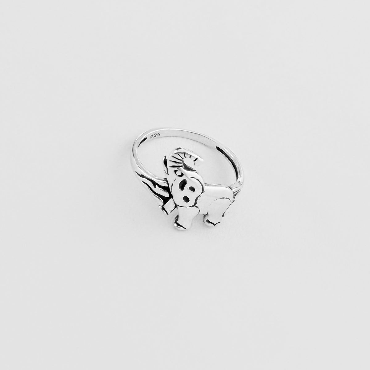 925 Sterling Silver Statement Trunk Up Elephant Ring | Good Luck Spirit Animal Silver Rings