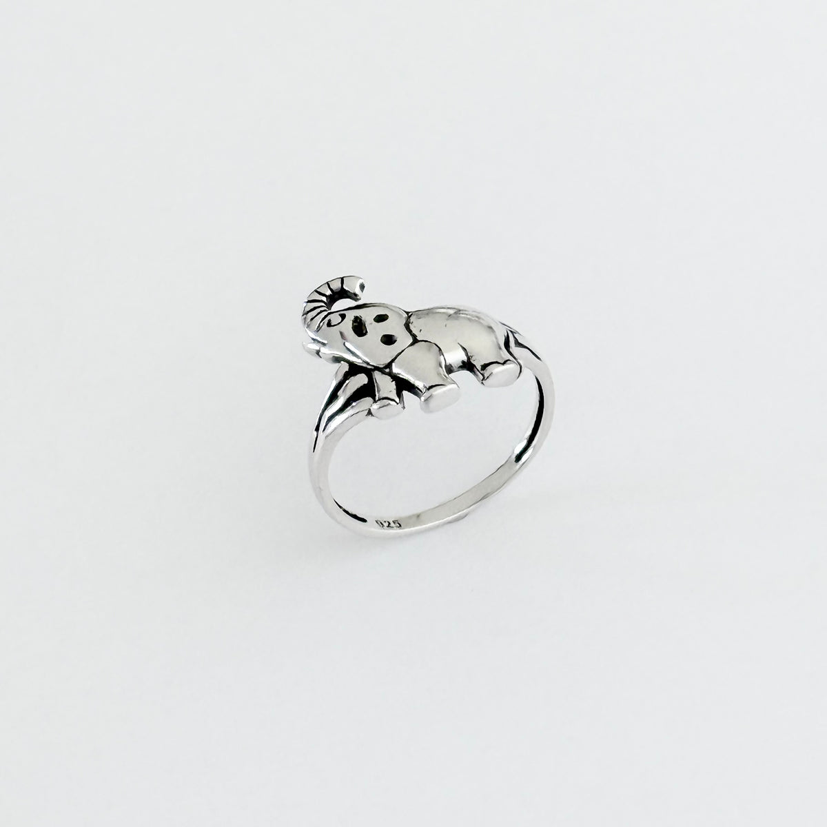 925 Sterling Silver Statement Trunk Up Elephant Ring | Good Luck Spirit Animal Silver Rings