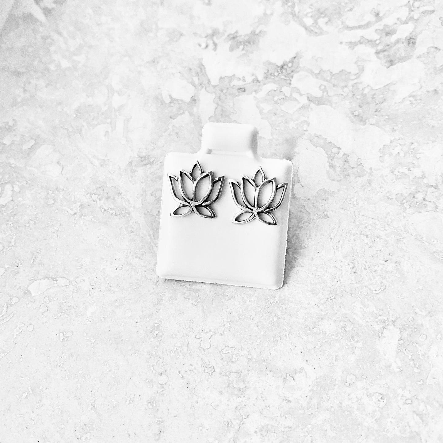 Sterling Silver Cut Out Lotus Flower Earrings, Dainty Stud Earring, Mandala Floral Jewelry